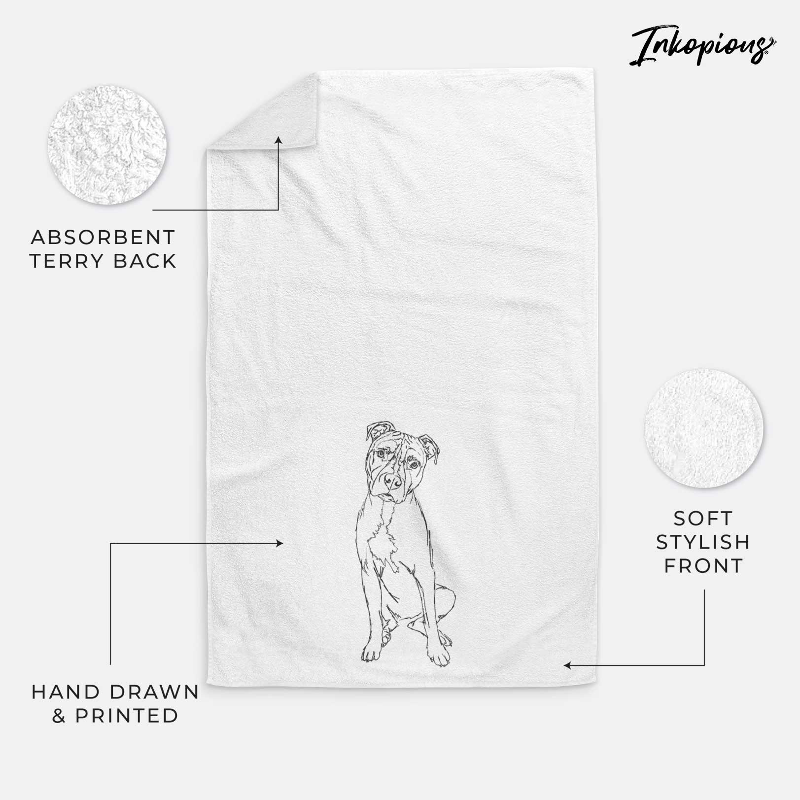 Doodled Reggie the American Staffordshire Terrier Decorative Hand Towel