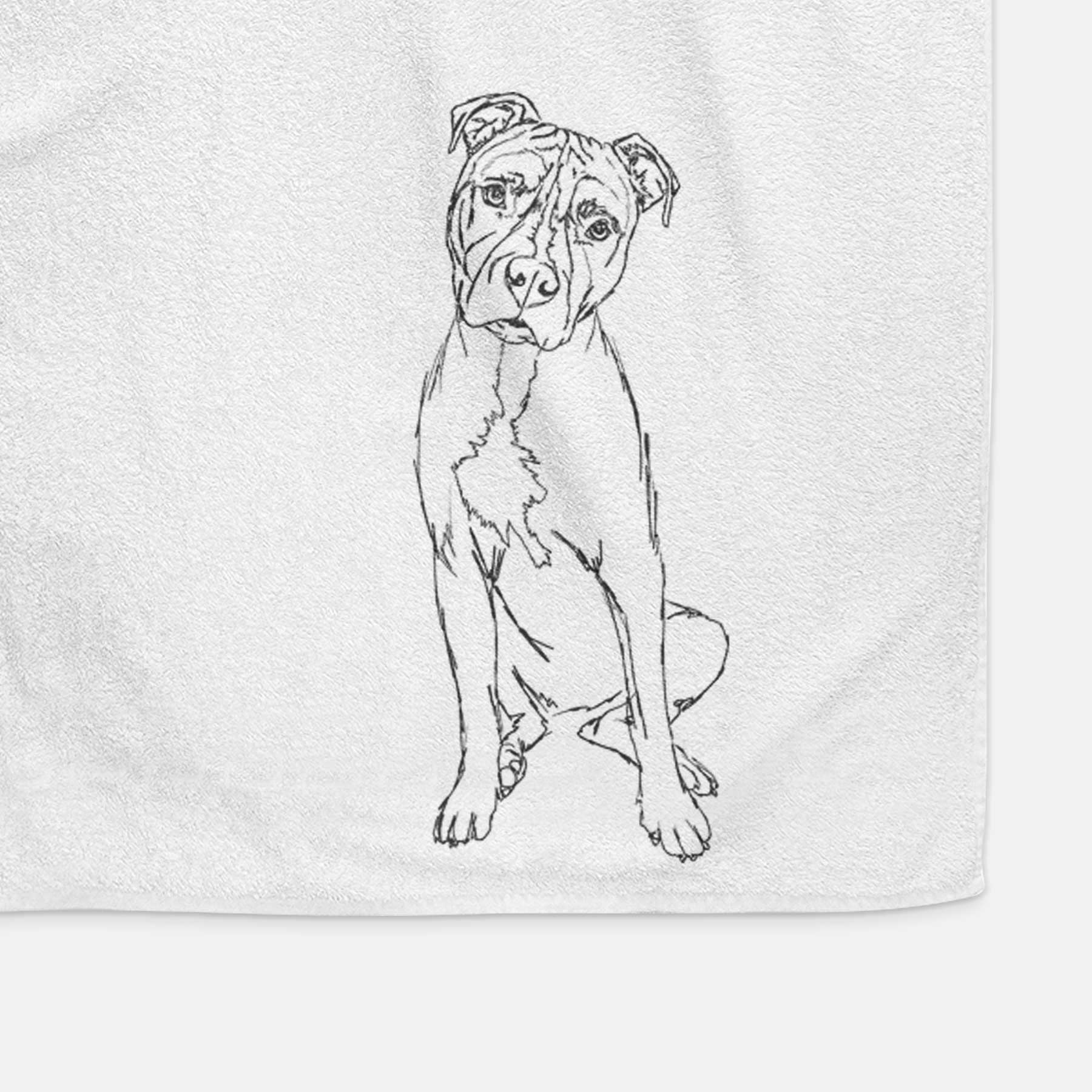 Doodled Reggie the American Staffordshire Terrier Decorative Hand Towel