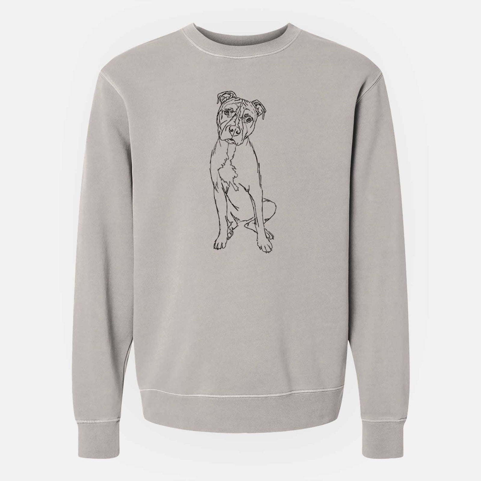 Doodled Reggie the American Staffordshire Terrier - Unisex Pigment Dyed Crew Sweatshirt