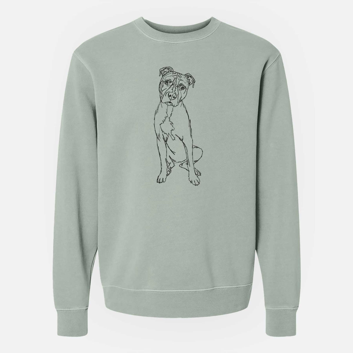 Doodled Reggie the American Staffordshire Terrier - Unisex Pigment Dyed Crew Sweatshirt