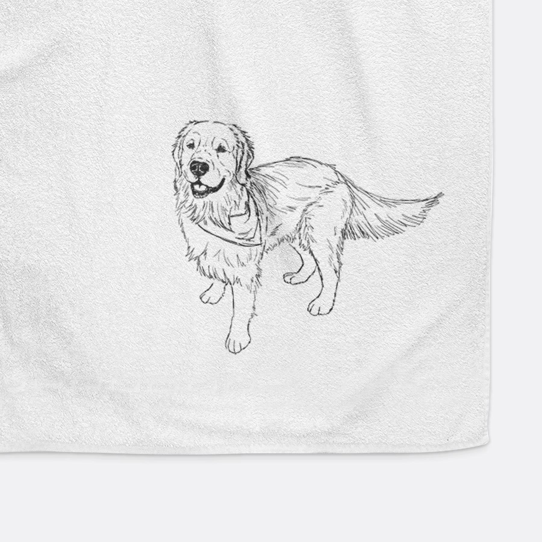 Doodled Reggie the Golden Retriever Decorative Hand Towel