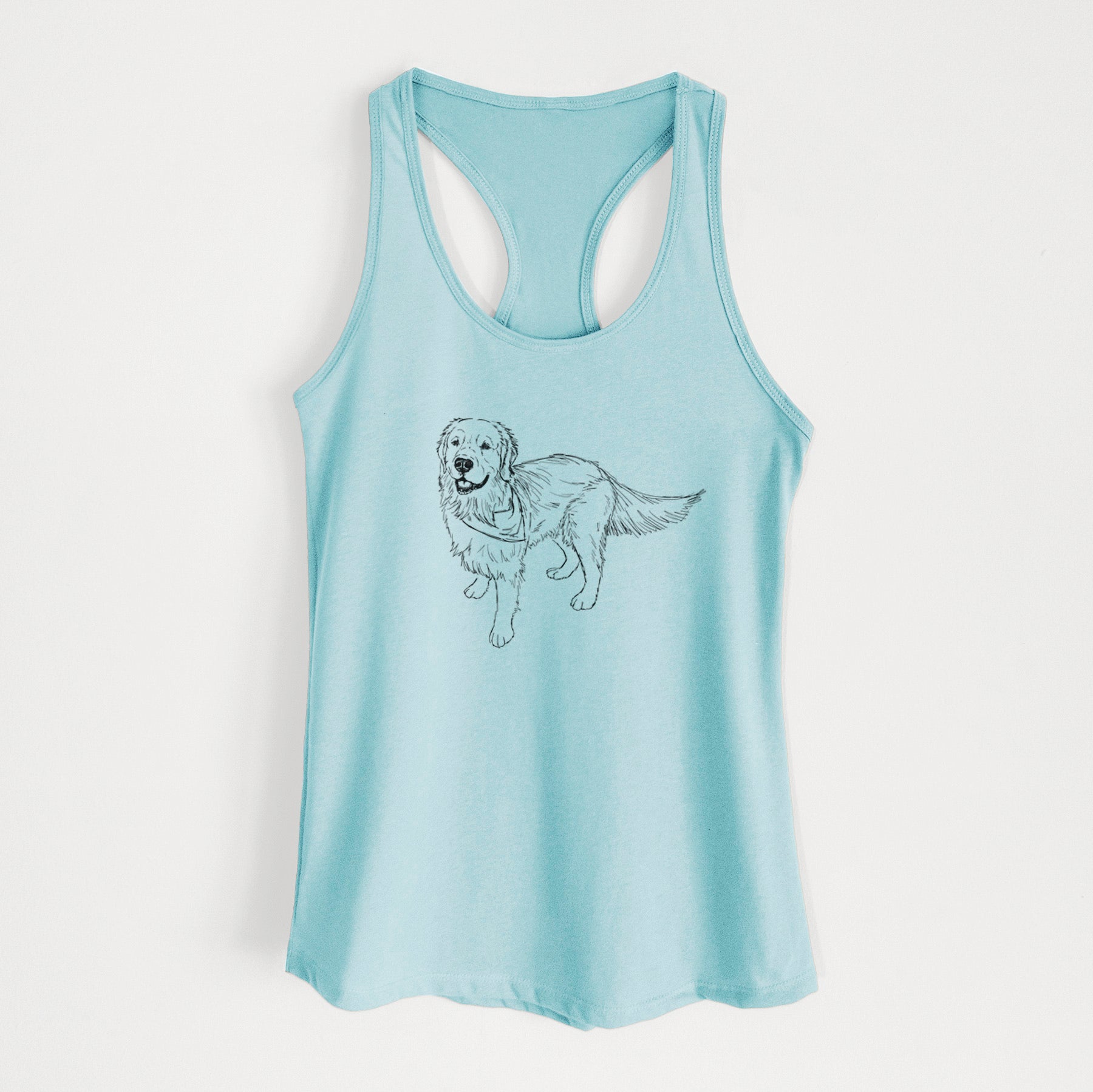 Doodled Reggie the Golden Retriever - Women's Racerback Tanktop