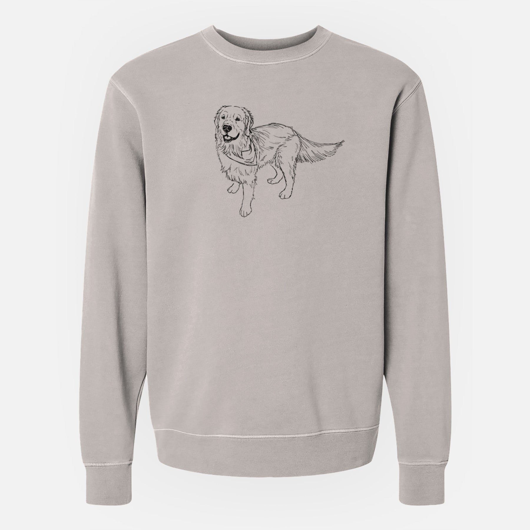 Doodled Reggie the Golden Retriever - Unisex Pigment Dyed Crew Sweatshirt