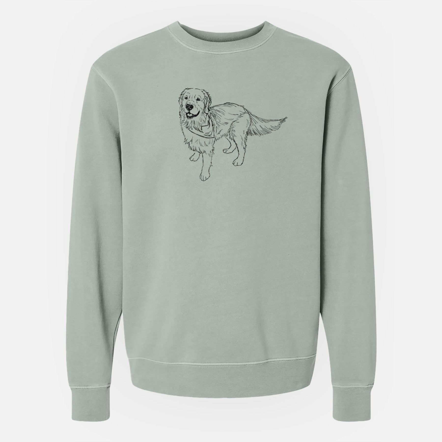 Doodled Reggie the Golden Retriever - Unisex Pigment Dyed Crew Sweatshirt