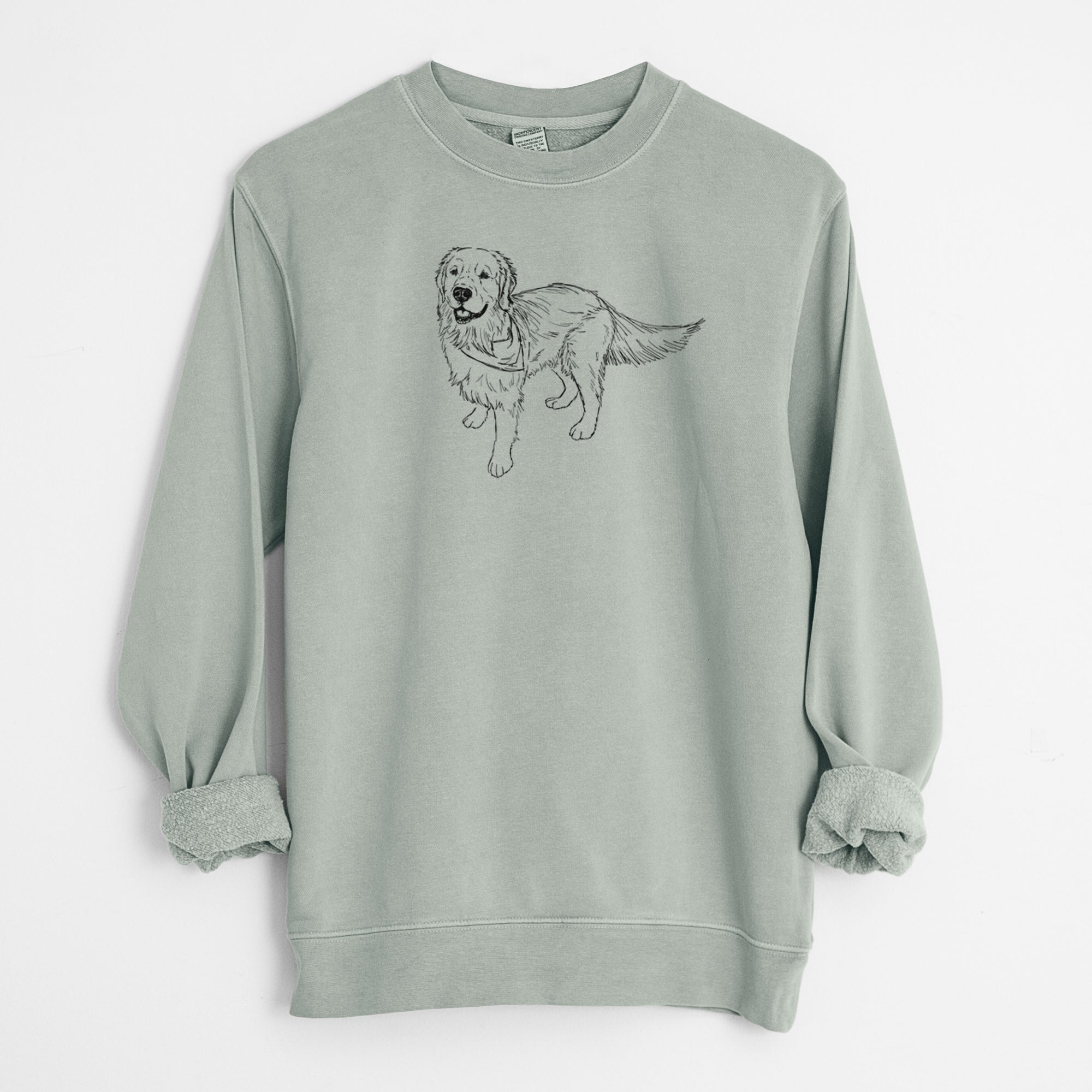 Doodled Reggie the Golden Retriever - Unisex Pigment Dyed Crew Sweatshirt