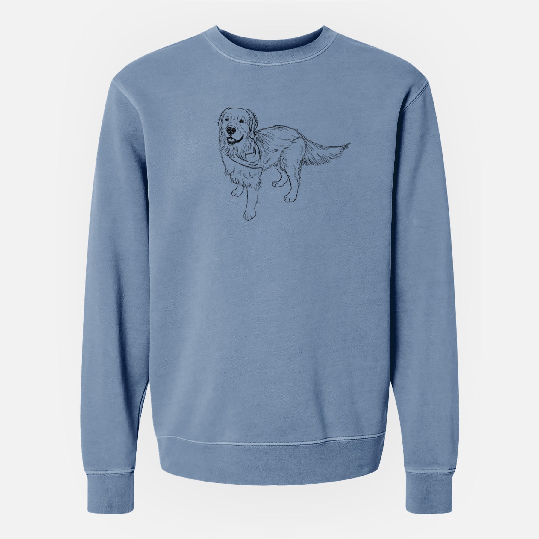 Doodled Reggie the Golden Retriever - Unisex Pigment Dyed Crew Sweatshirt