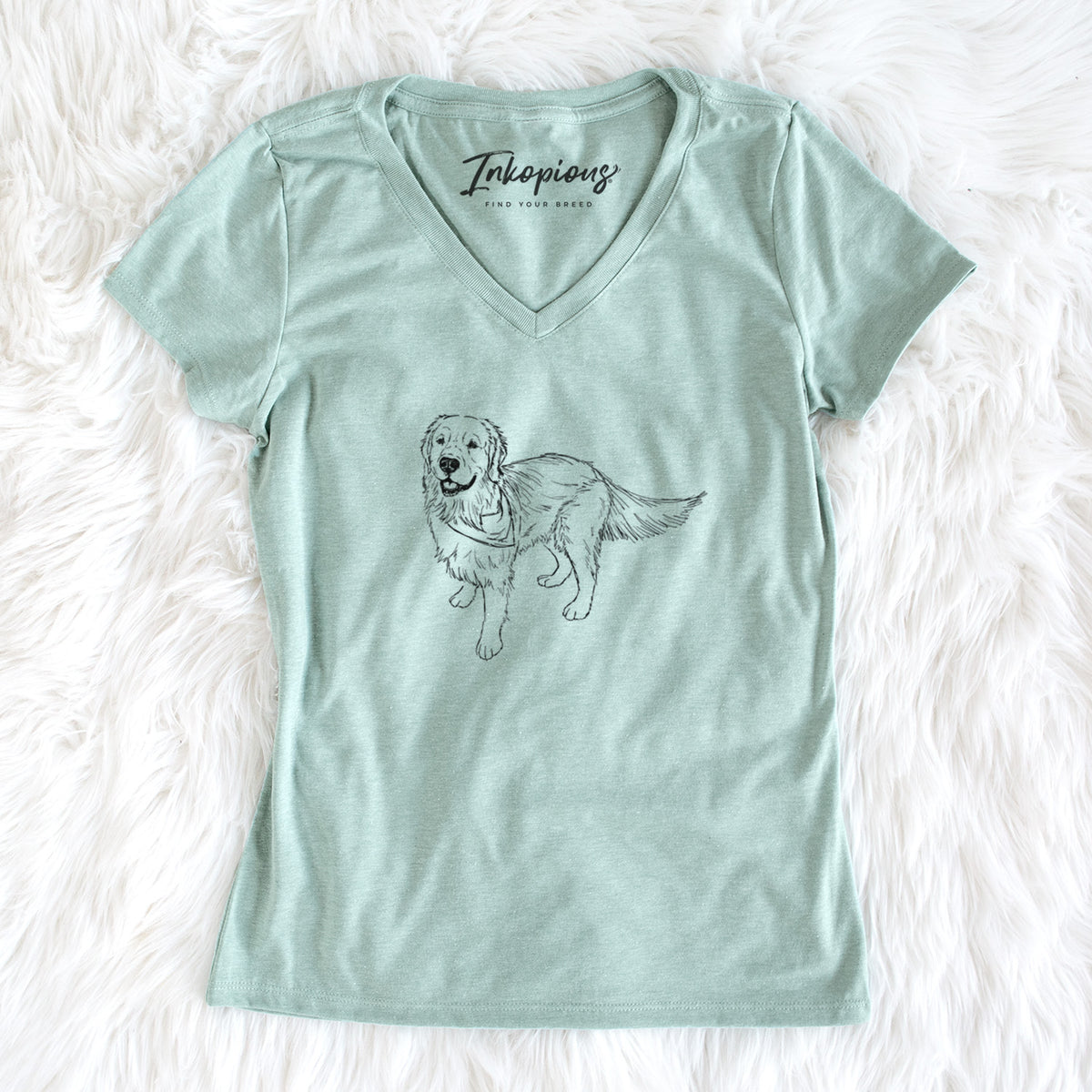 Doodled Reggie the Golden Retriever - Women&#39;s Perfect V-neck Shirt