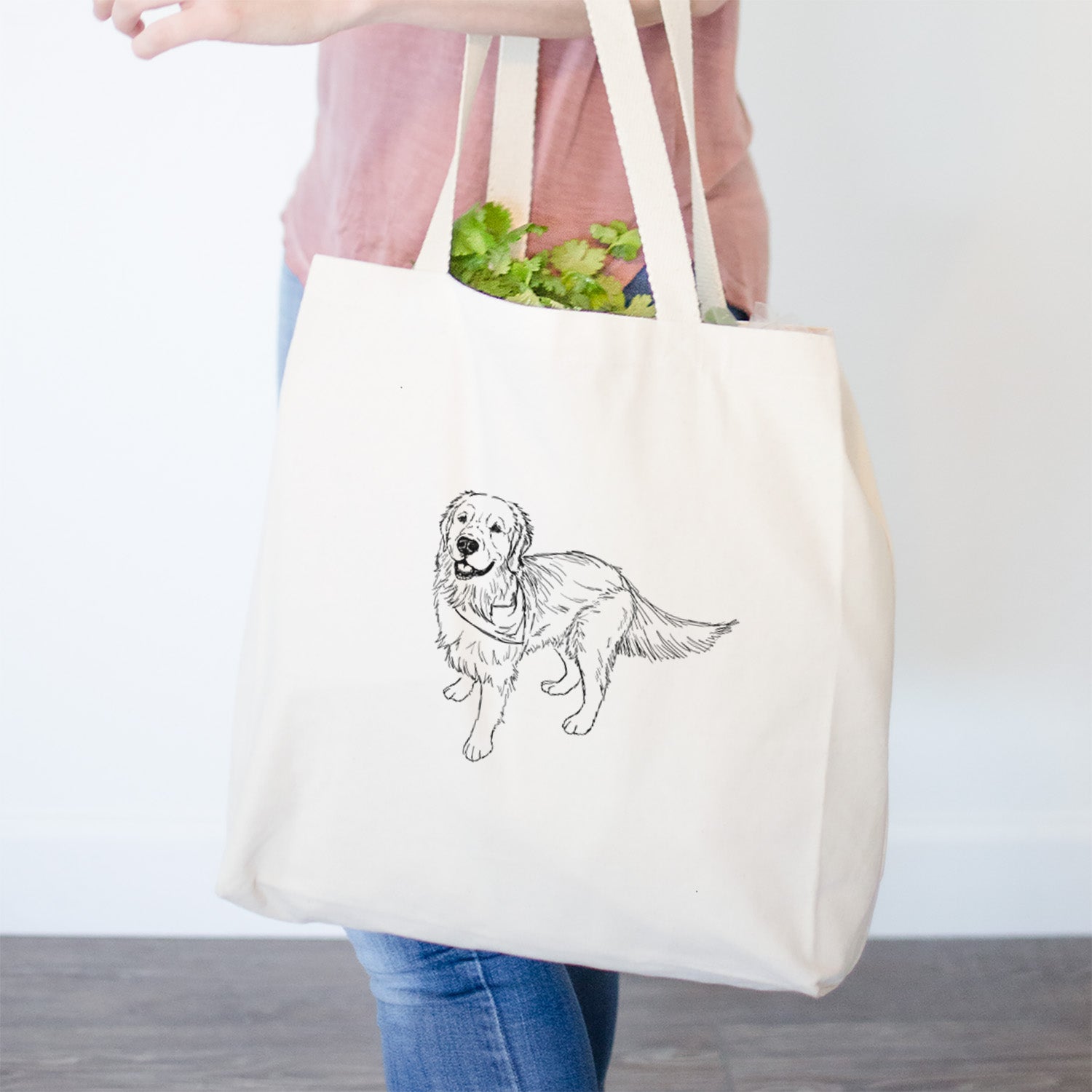 Doodled Reggie the Golden Retriever - Tote Bag