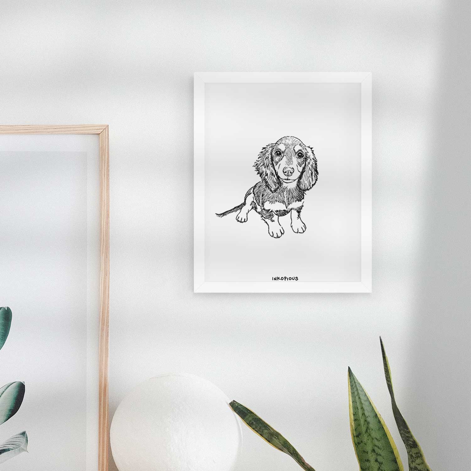 Doodled Reggie the Mini Dachshund Art Print