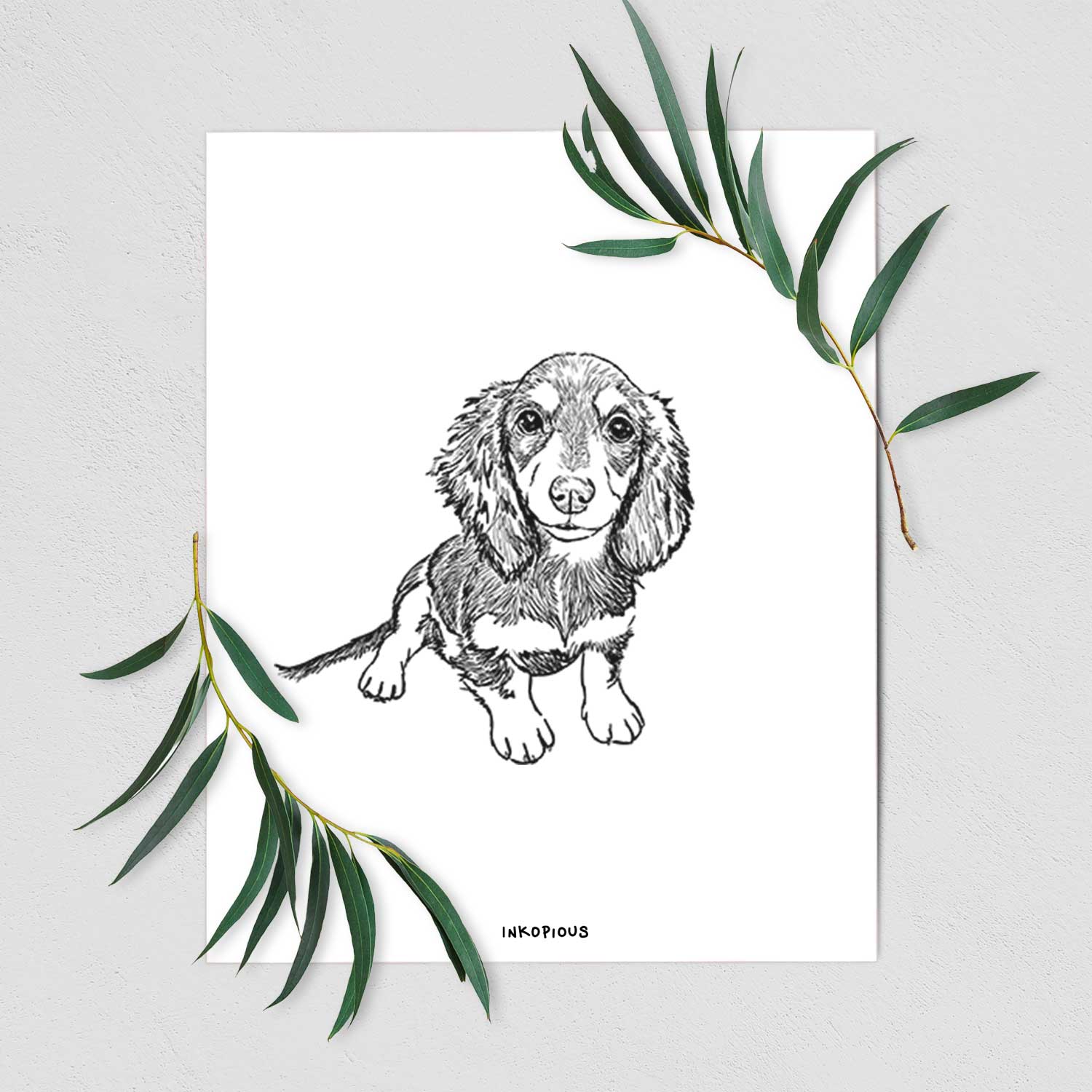 Doodled Reggie the Mini Dachshund Art Print