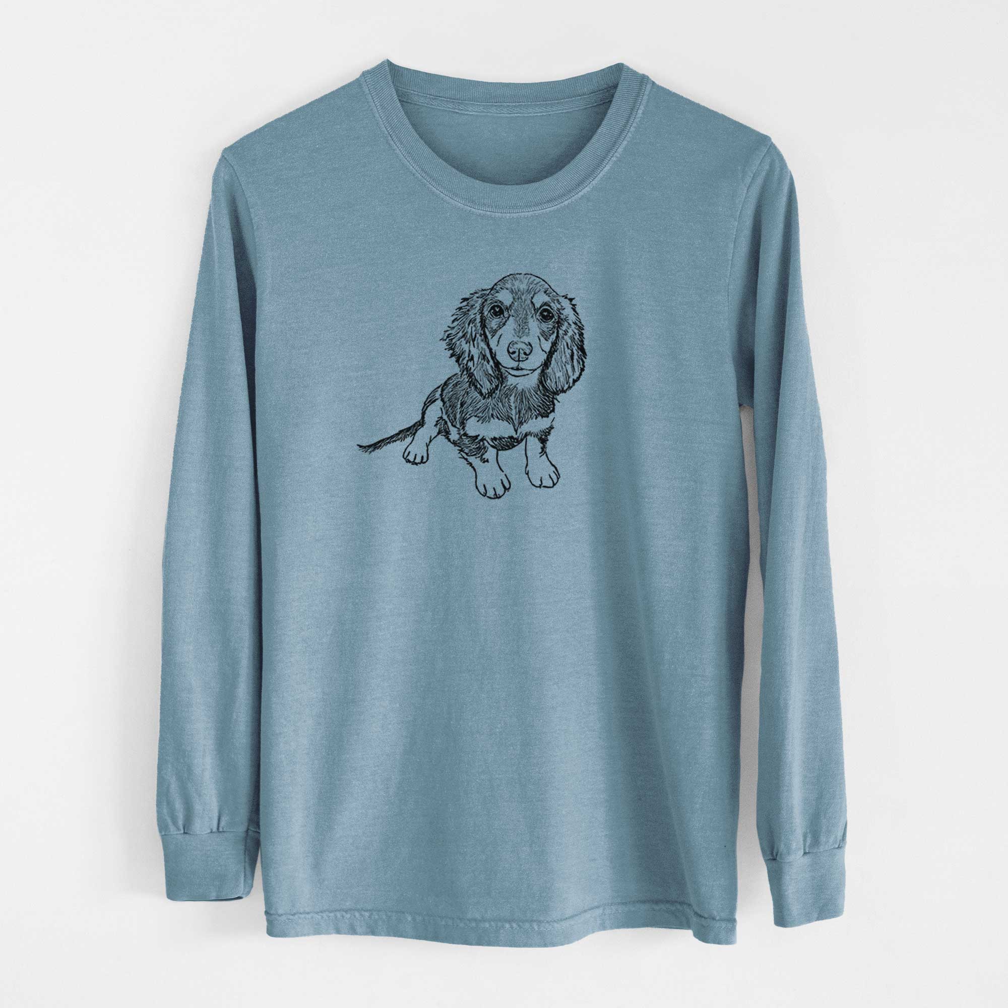 Doodled Reggie the Mini Dachshund - Heavyweight 100% Cotton Long Sleeve