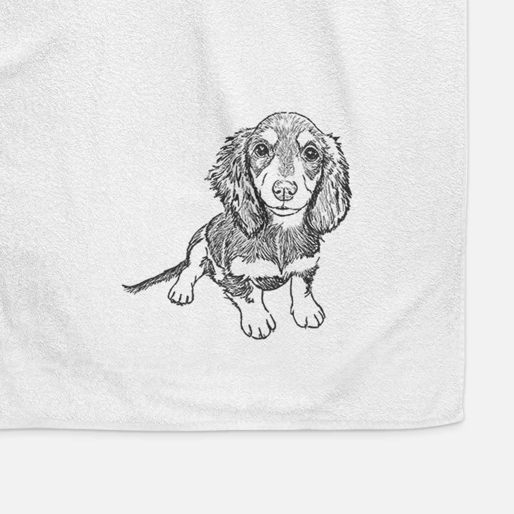 Doodled Reggie the Mini Dachshund Decorative Hand Towel