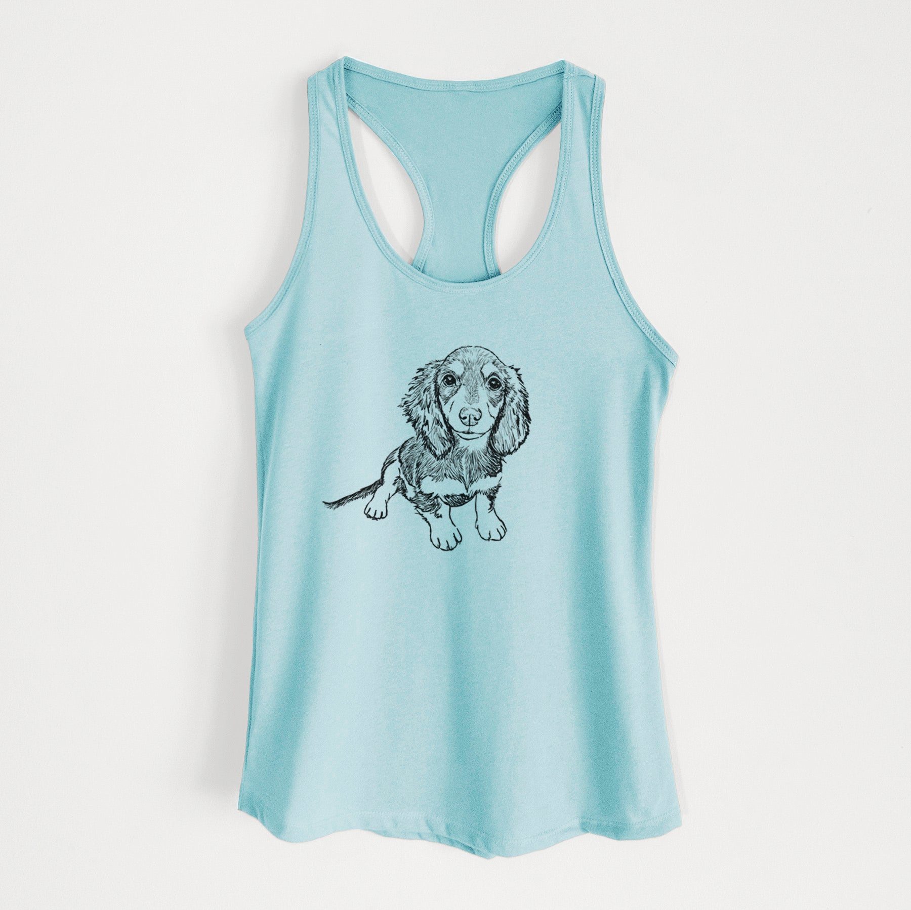 Doodled Reggie the Mini Dachshund - Women's Racerback Tanktop