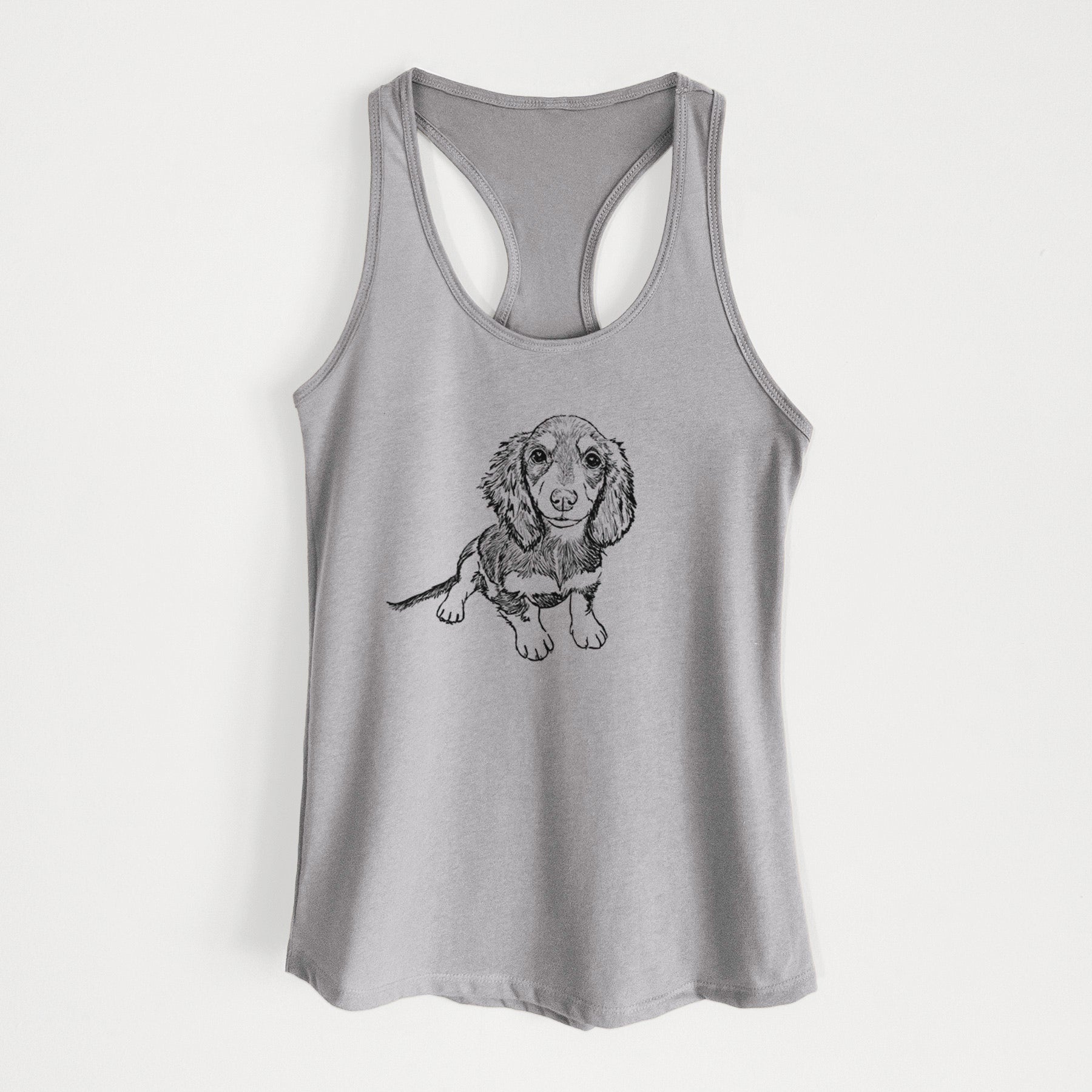 Doodled Reggie the Mini Dachshund - Women's Racerback Tanktop