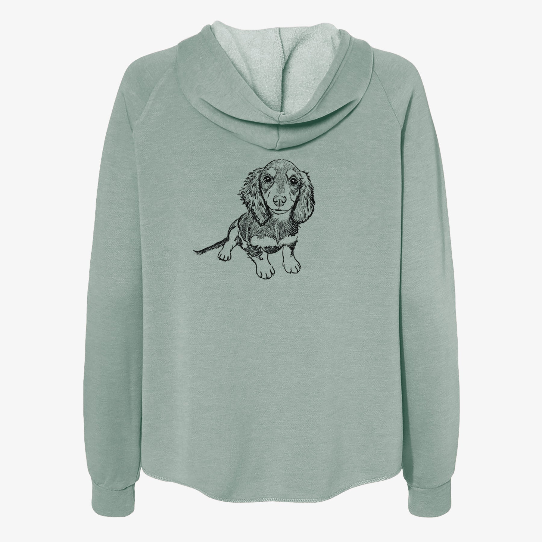 Doodled Reggie the Mini Dachshund - Women's Cali Wave Zip-Up Sweatshirt