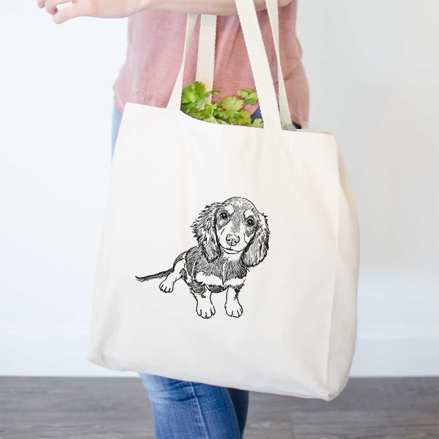 Doodled Reggie the Mini Dachshund - Tote Bag