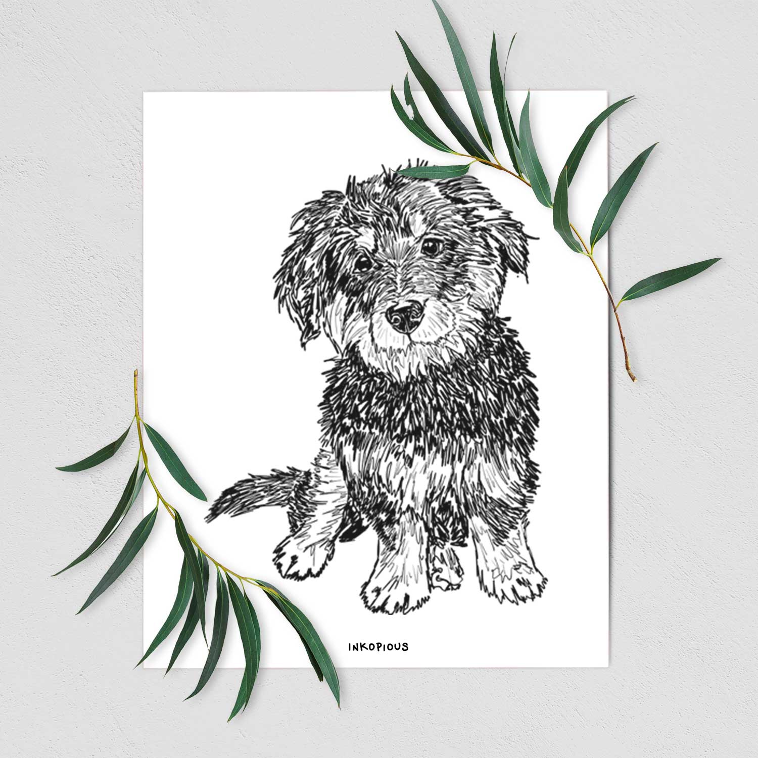 Doodled Remy the Mini Bernedoodle Art Print