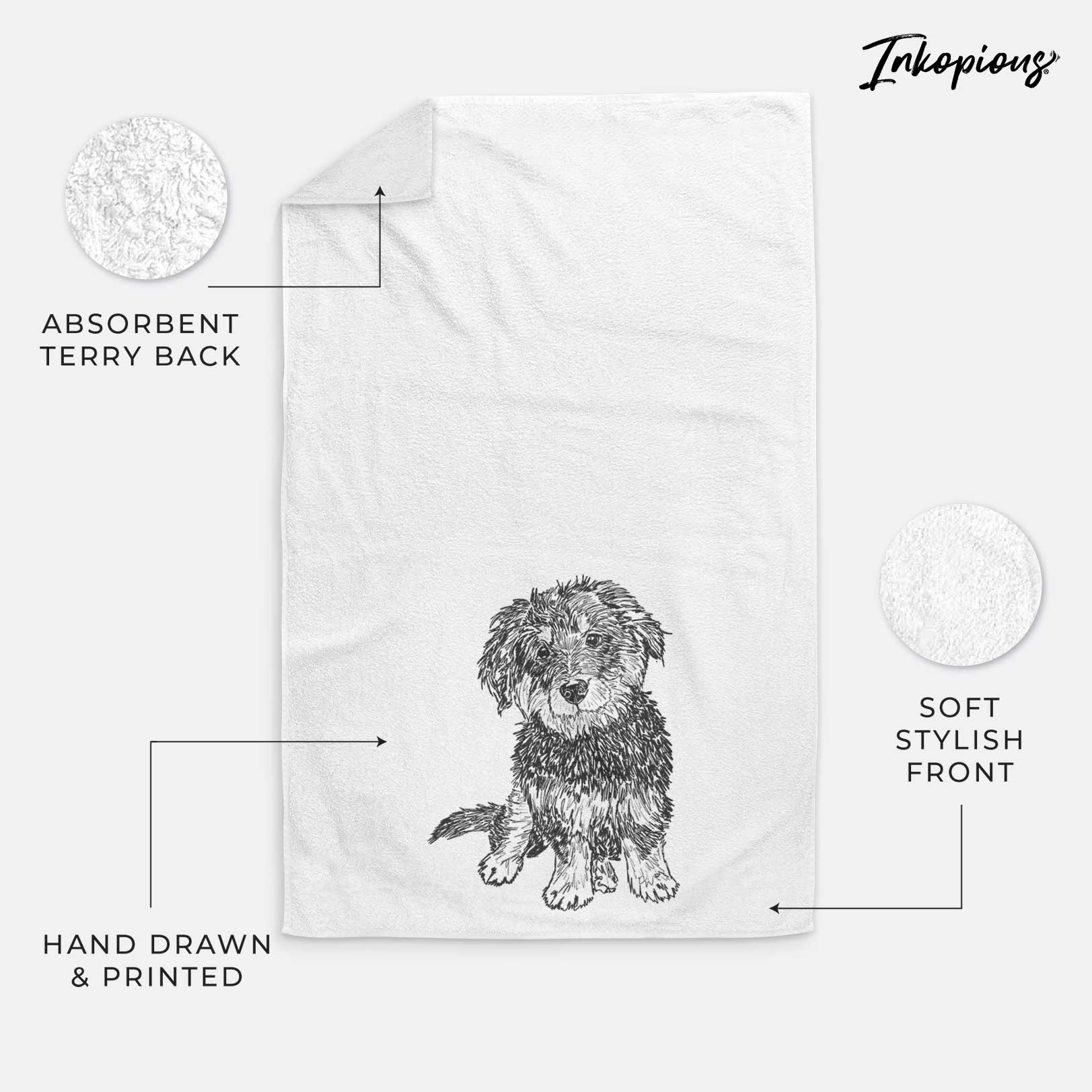 Doodled Remy the Mini Bernedoodle Decorative Hand Towel