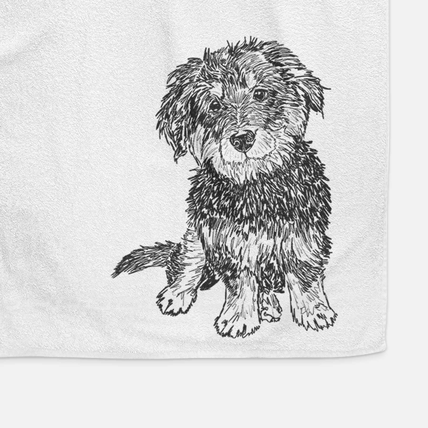 Doodled Remy the Mini Bernedoodle Decorative Hand Towel