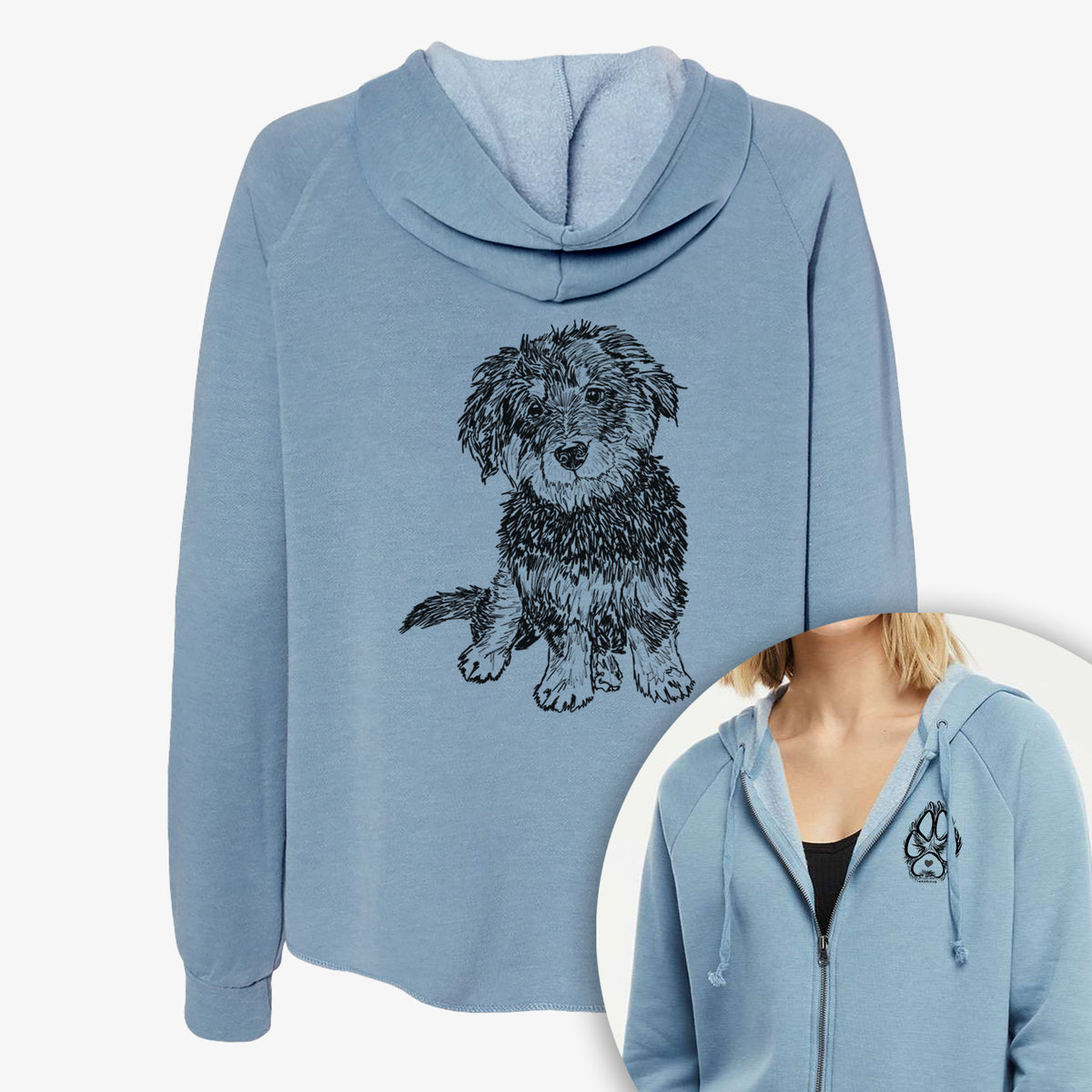 Doodled Remy the Mini Bernedoodle - Women's Cali Wave Zip-Up Sweatshirt