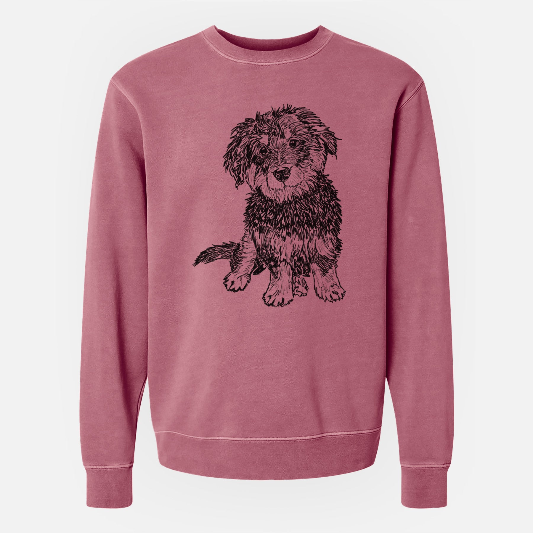 Doodled Remy the Mini Bernedoodle - Unisex Pigment Dyed Crew Sweatshirt