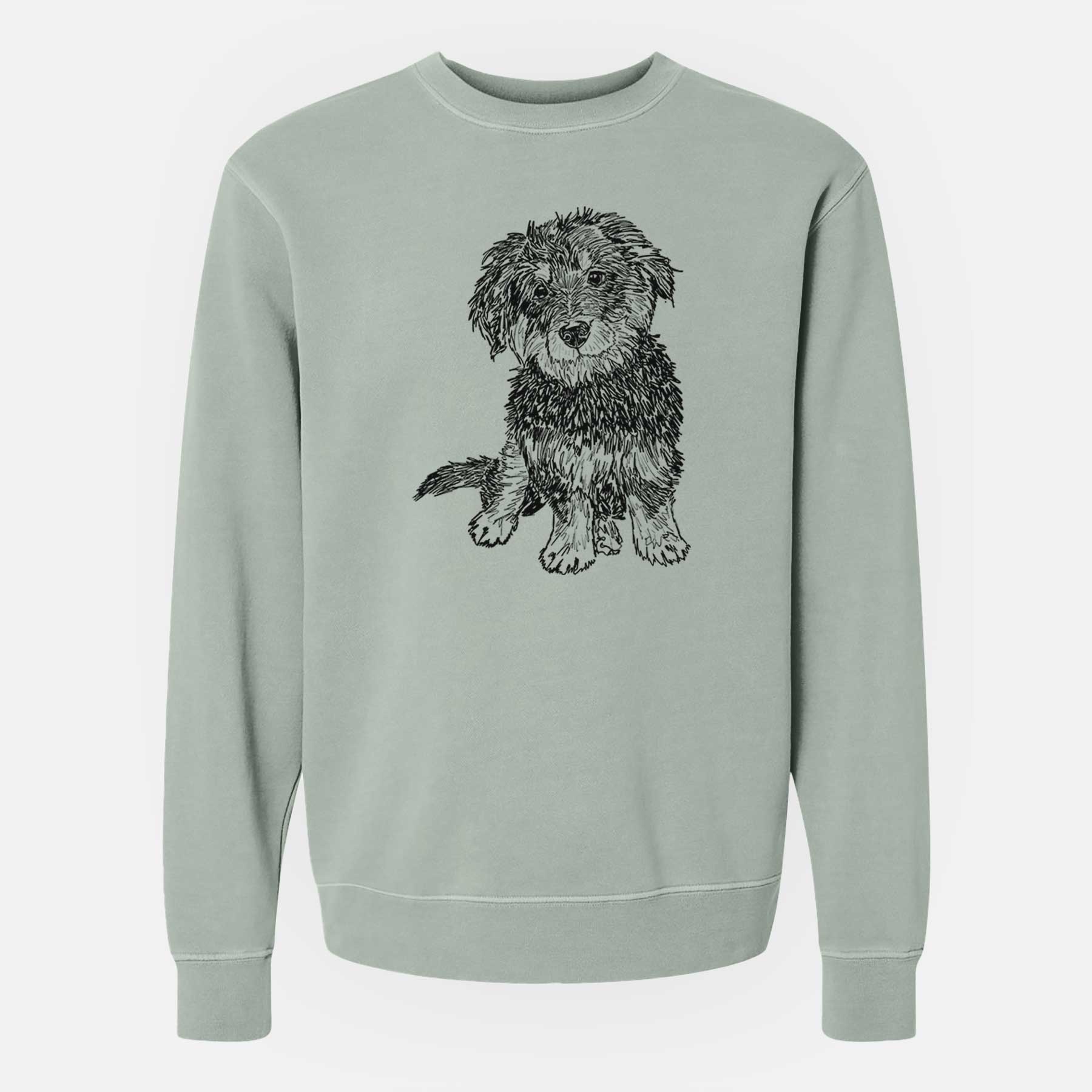 Doodled Remy the Mini Bernedoodle - Unisex Pigment Dyed Crew Sweatshirt