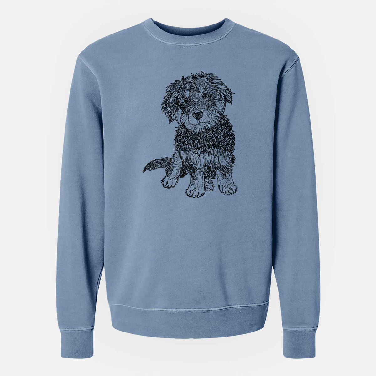 Doodled Remy the Mini Bernedoodle - Unisex Pigment Dyed Crew Sweatshirt