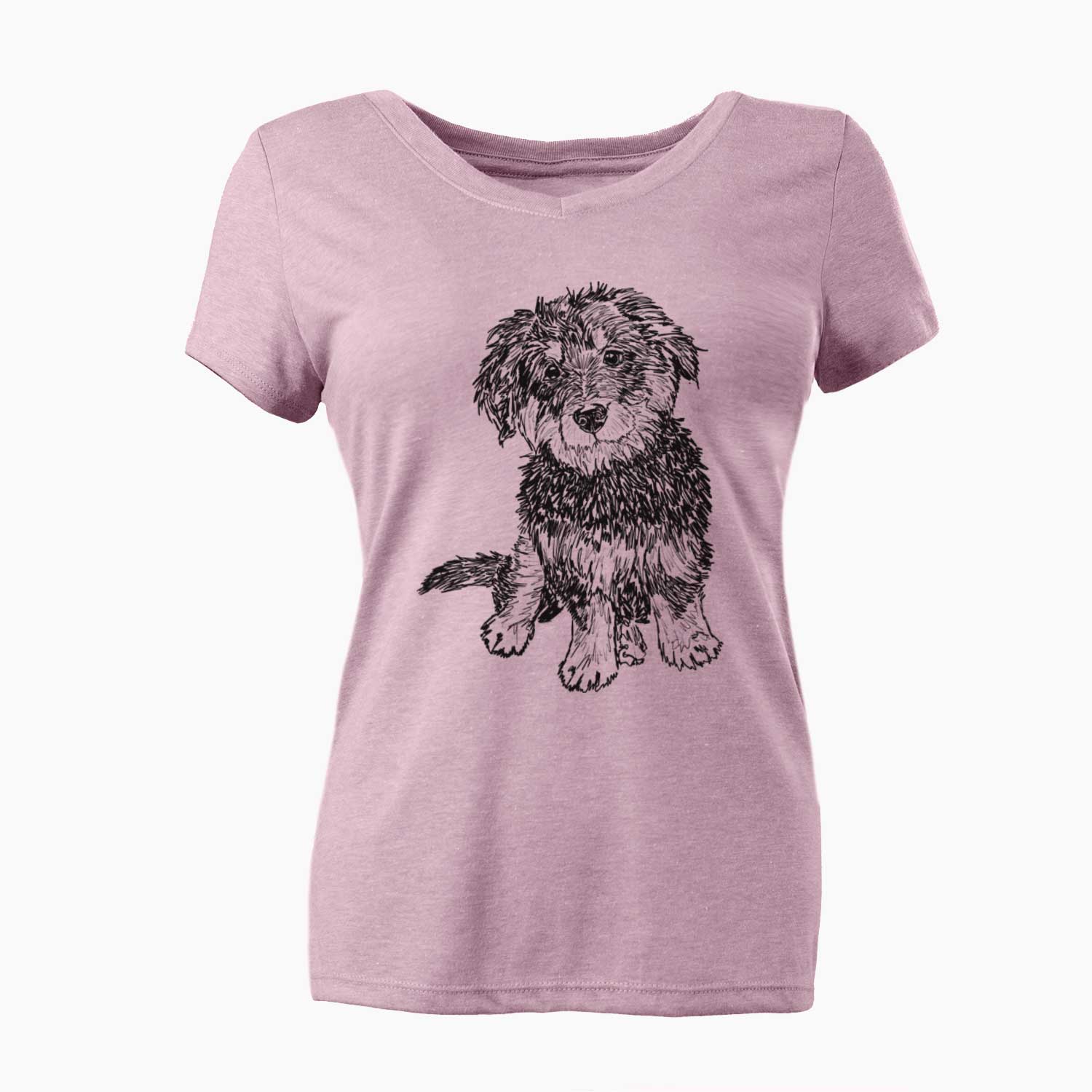 Doodled Remy the Mini Bernedoodle - Women's V-neck Shirt