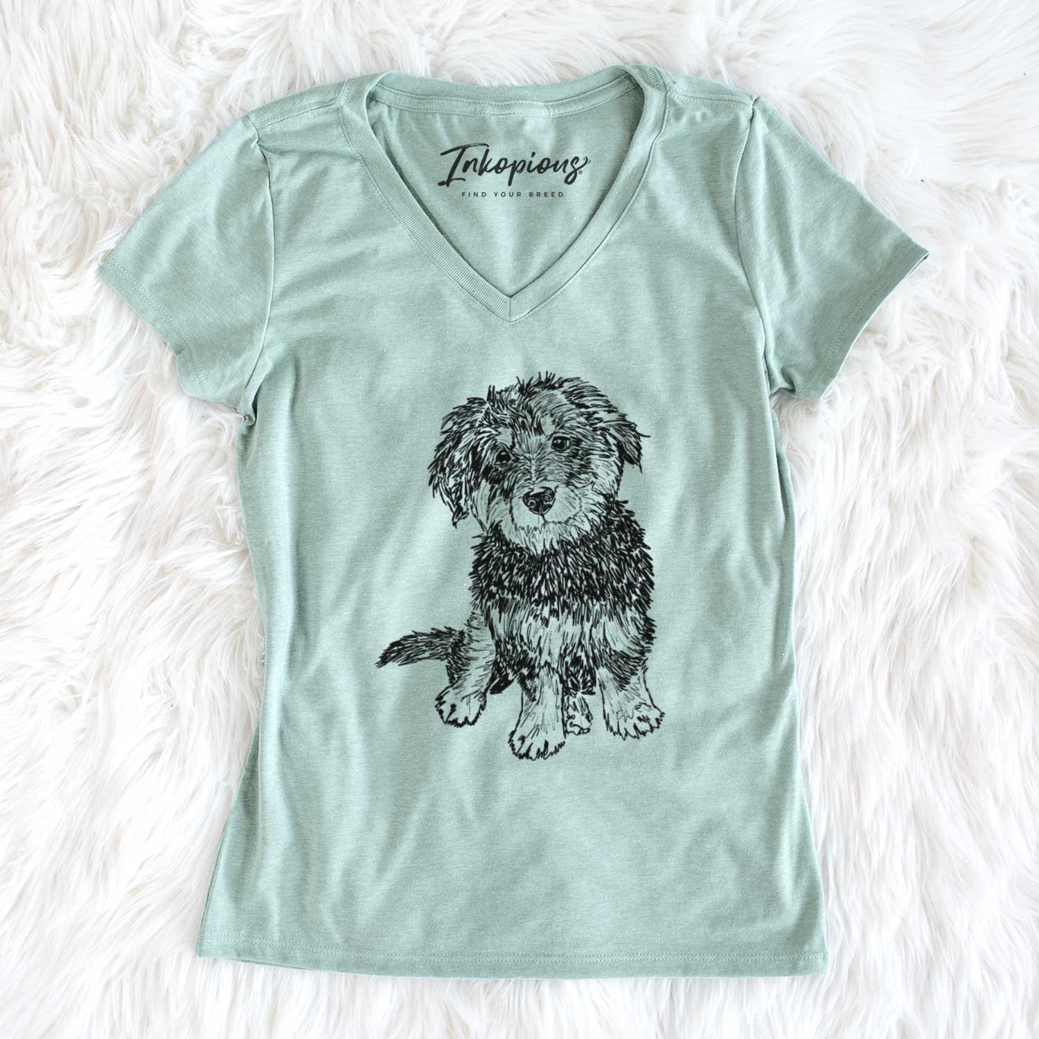 Doodled Remy the Mini Bernedoodle - Women's V-neck Shirt