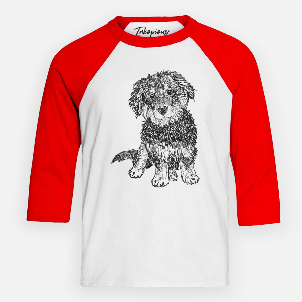 Doodled Remy the Mini Bernedoodle - Youth 3/4 Long Sleeve