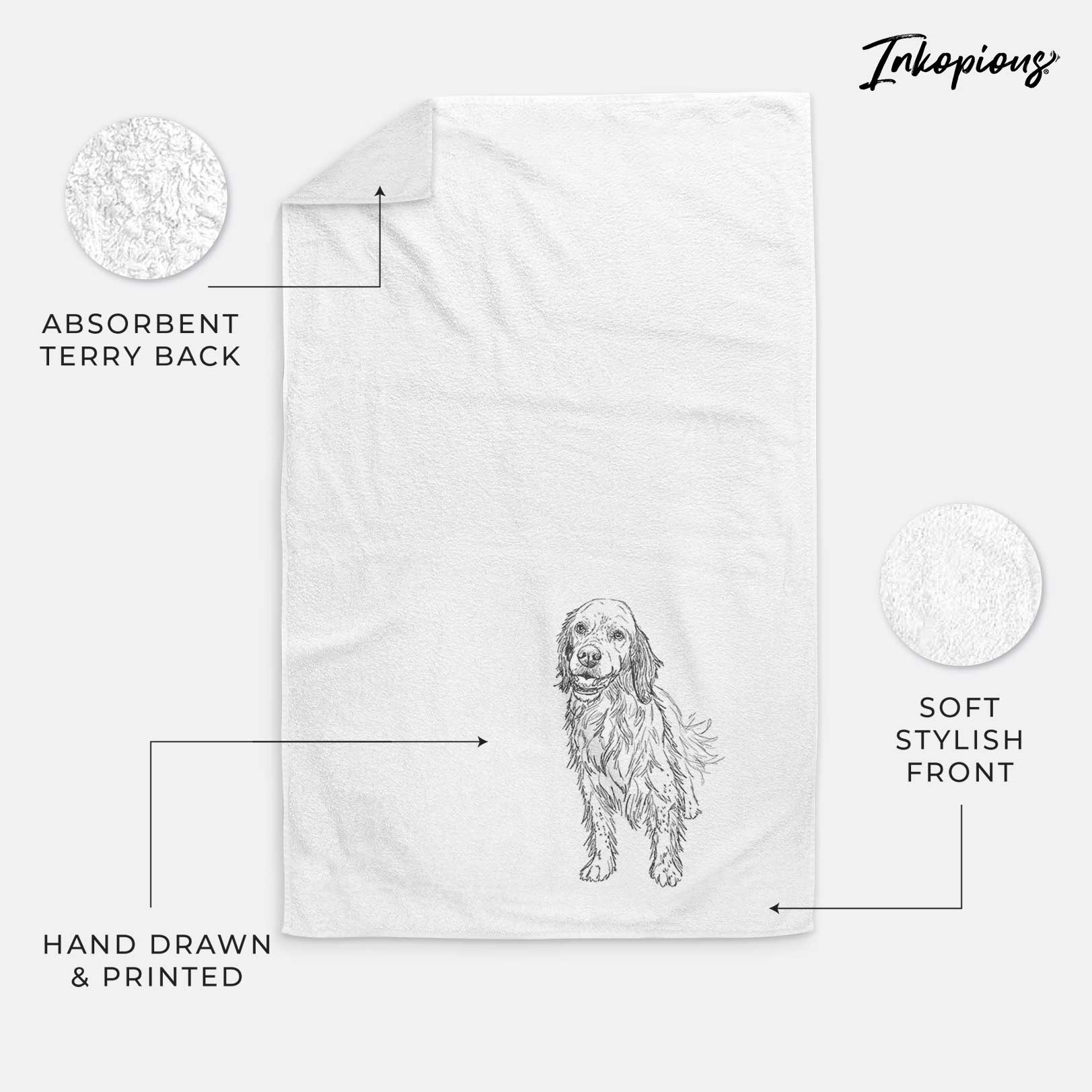 Doodled Rex the English Setter Decorative Hand Towel