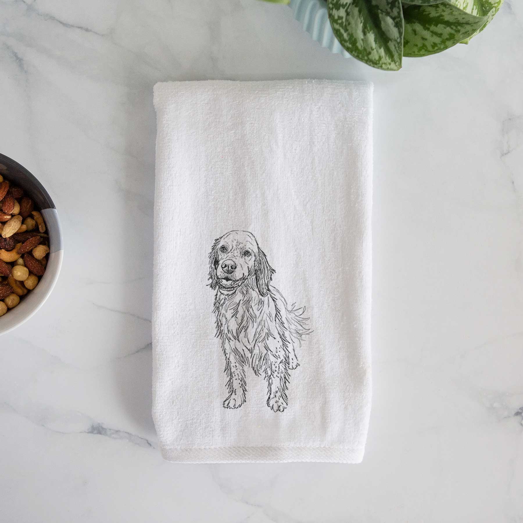 Doodled Rex the English Setter Decorative Hand Towel