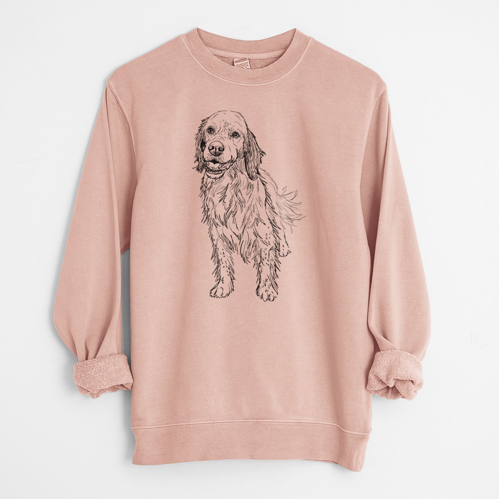 Doodled Rex the English Setter - Unisex Pigment Dyed Crew Sweatshirt