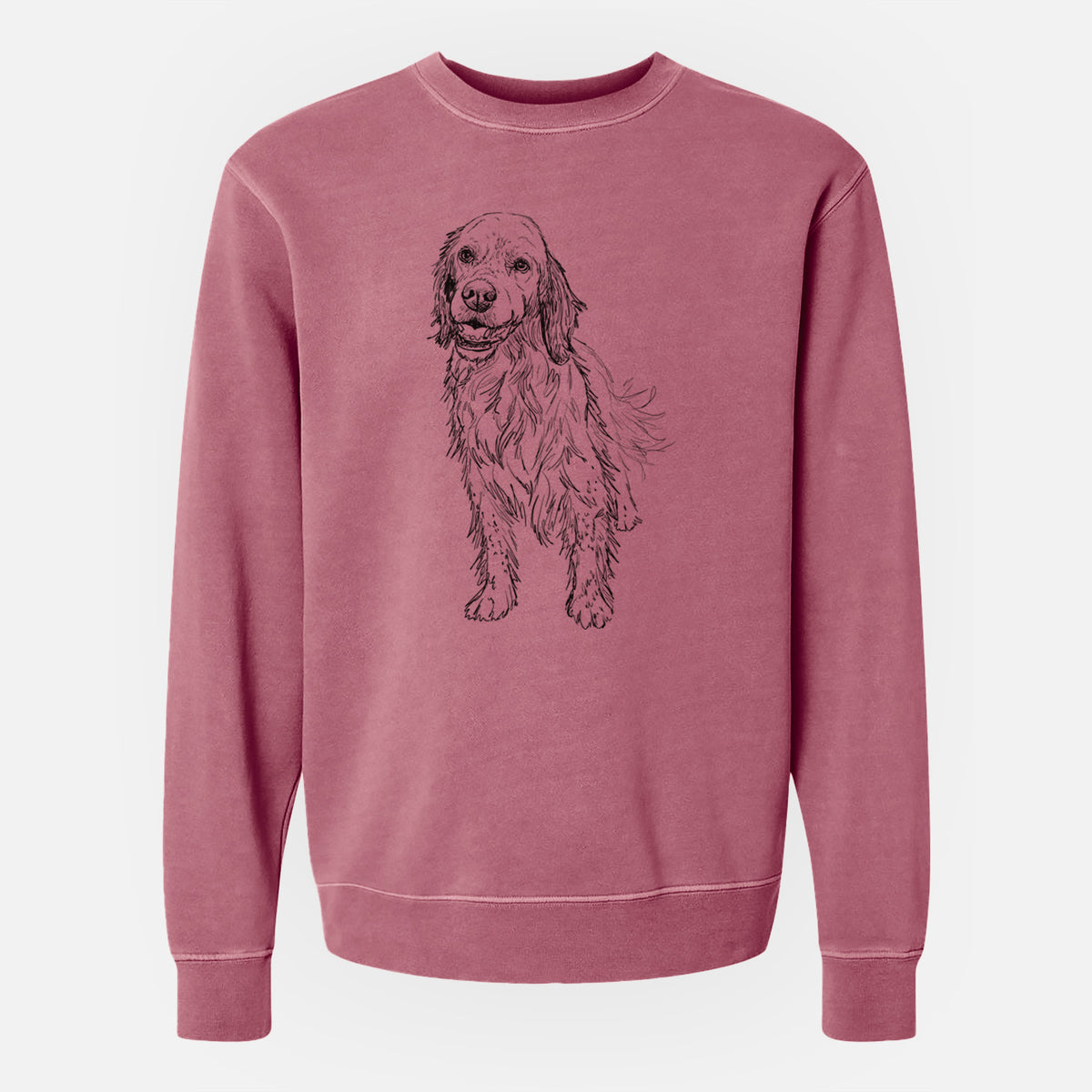 Doodled Rex the English Setter - Unisex Pigment Dyed Crew Sweatshirt