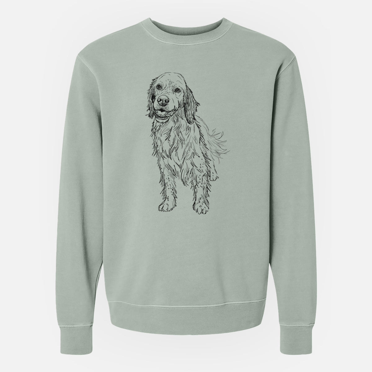 Doodled Rex the English Setter - Unisex Pigment Dyed Crew Sweatshirt