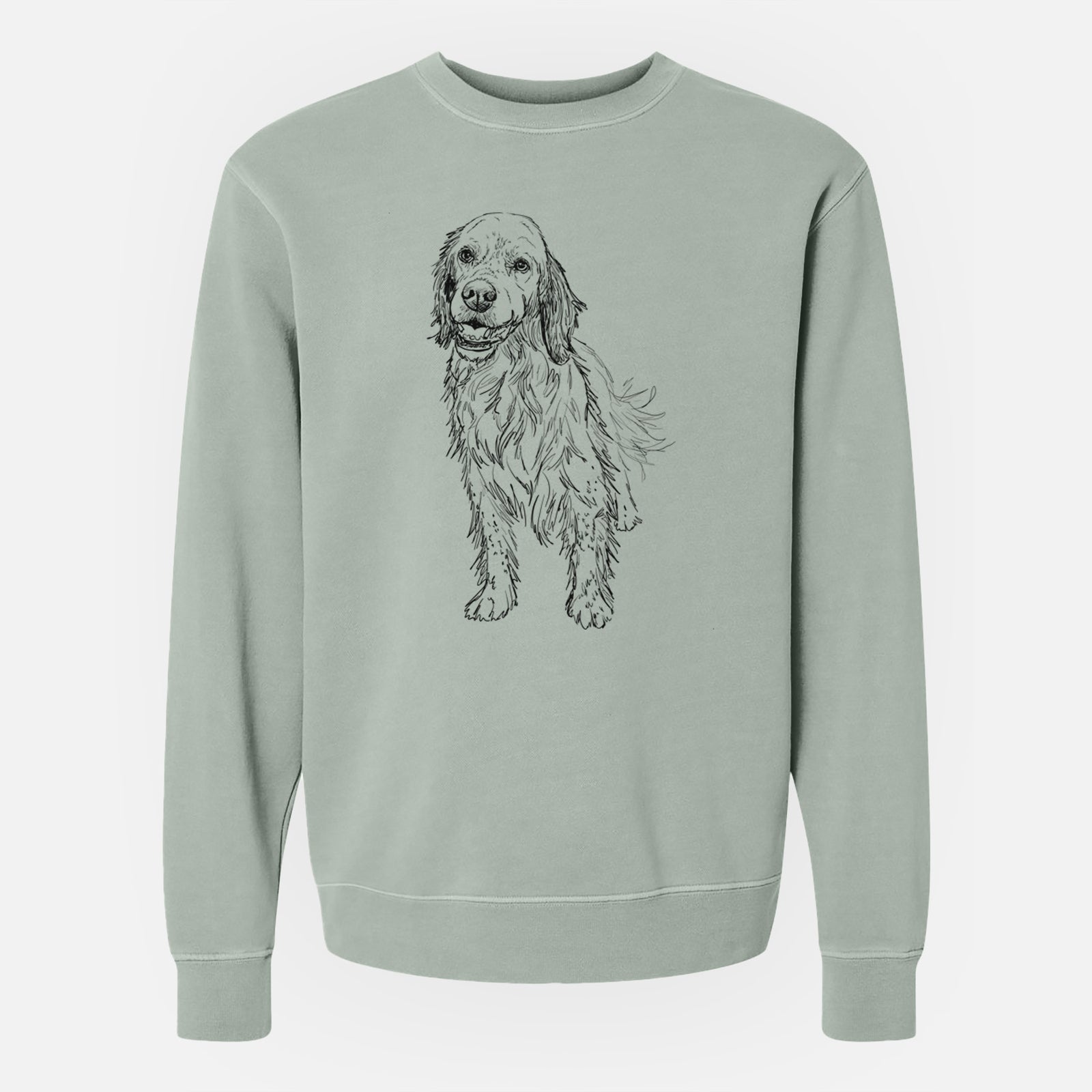 Doodled Rex the English Setter - Unisex Pigment Dyed Crew Sweatshirt