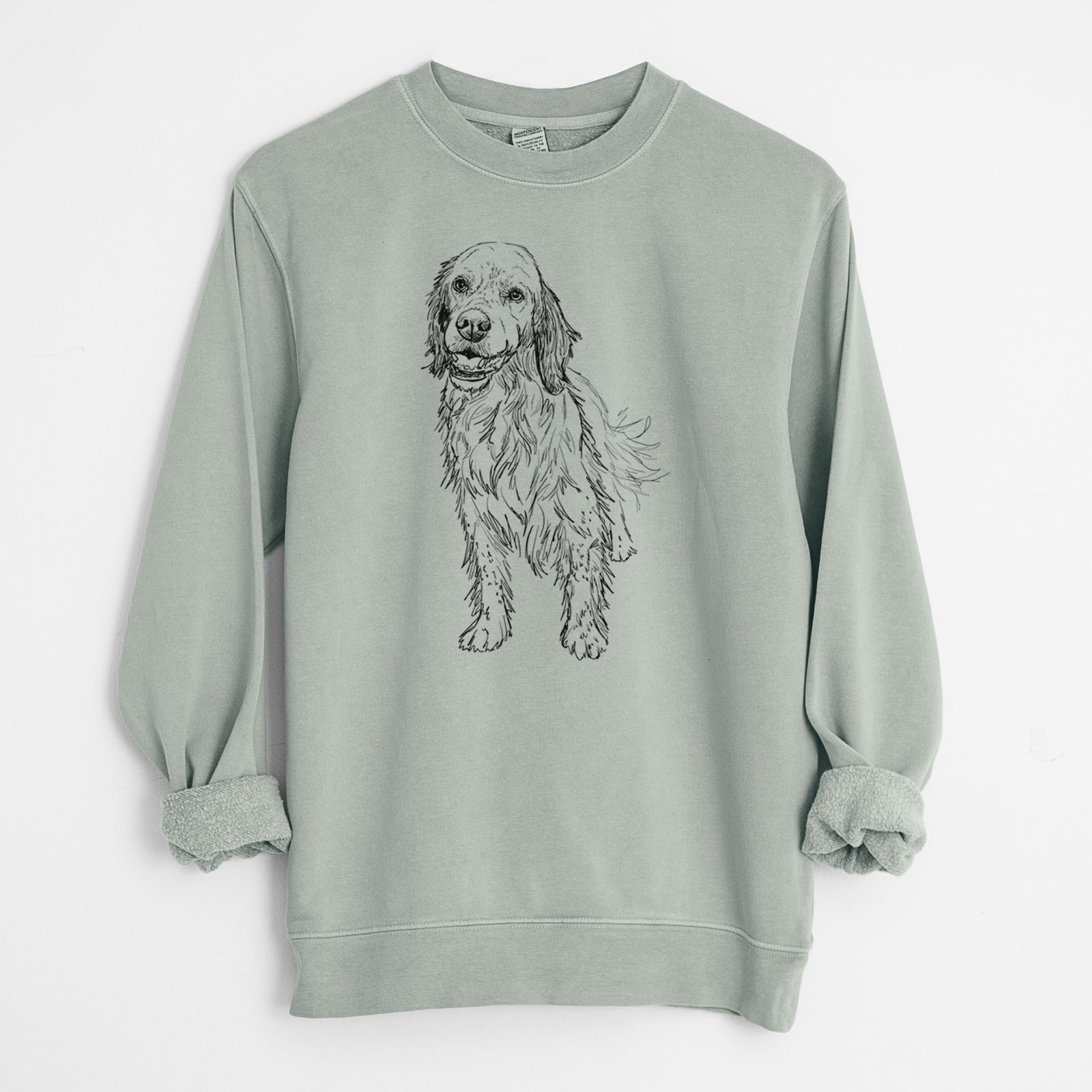 Doodled Rex the English Setter - Unisex Pigment Dyed Crew Sweatshirt