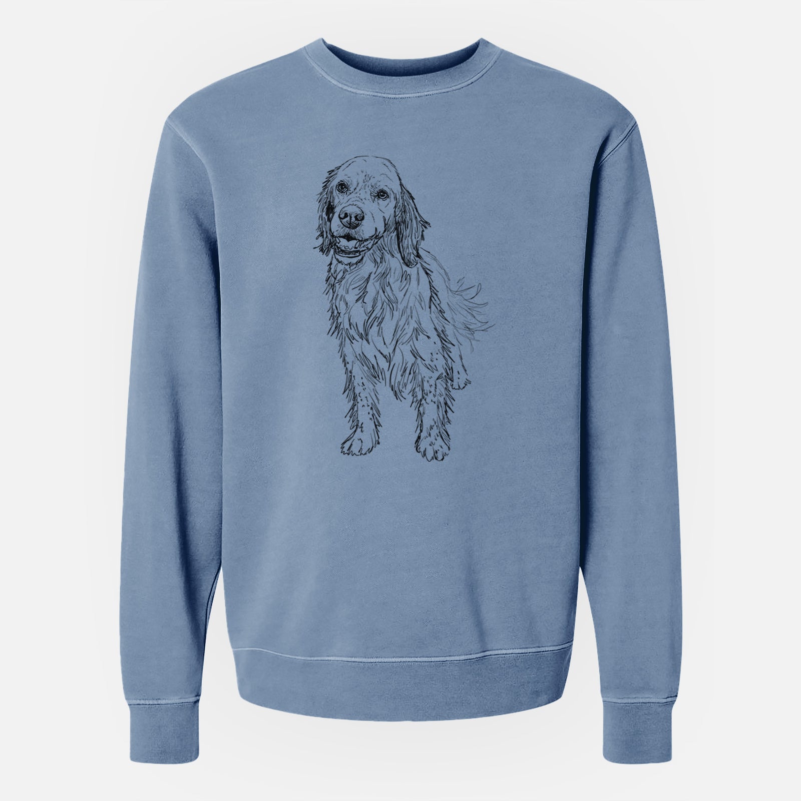 Doodled Rex the English Setter - Unisex Pigment Dyed Crew Sweatshirt