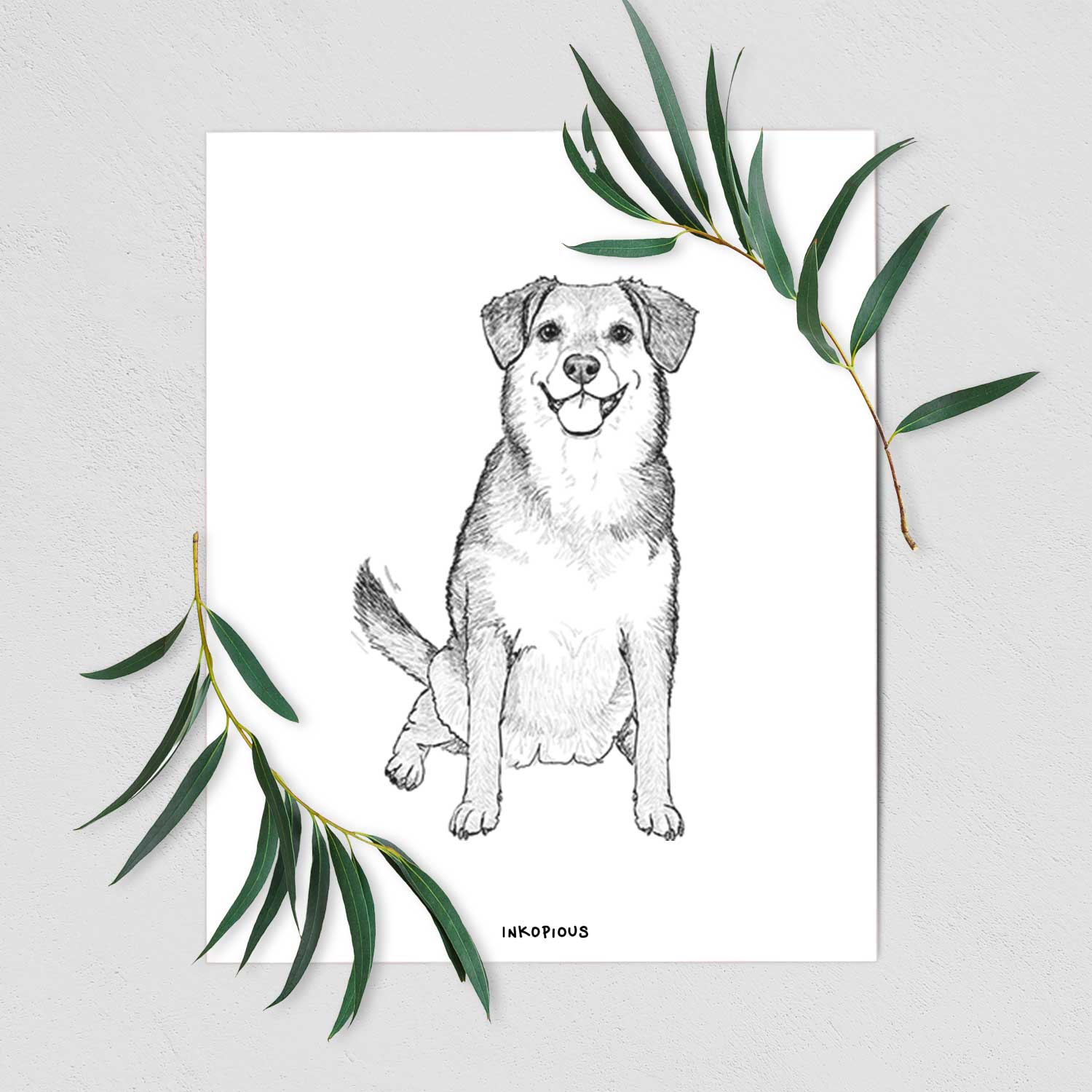 Doodled Riesling the Beagle Bulldog Mix Art Print