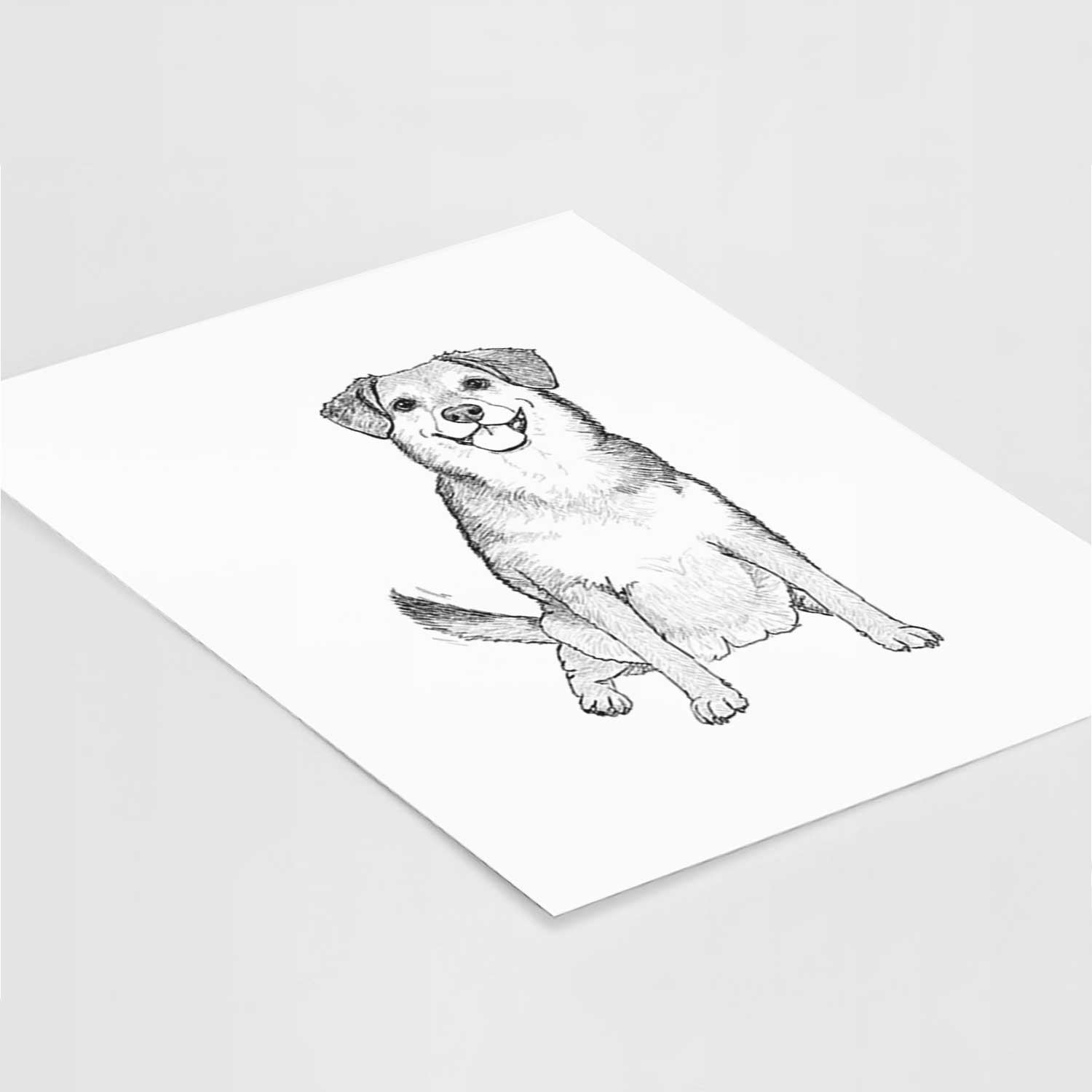 Doodled Riesling the Beagle Bulldog Mix Art Print