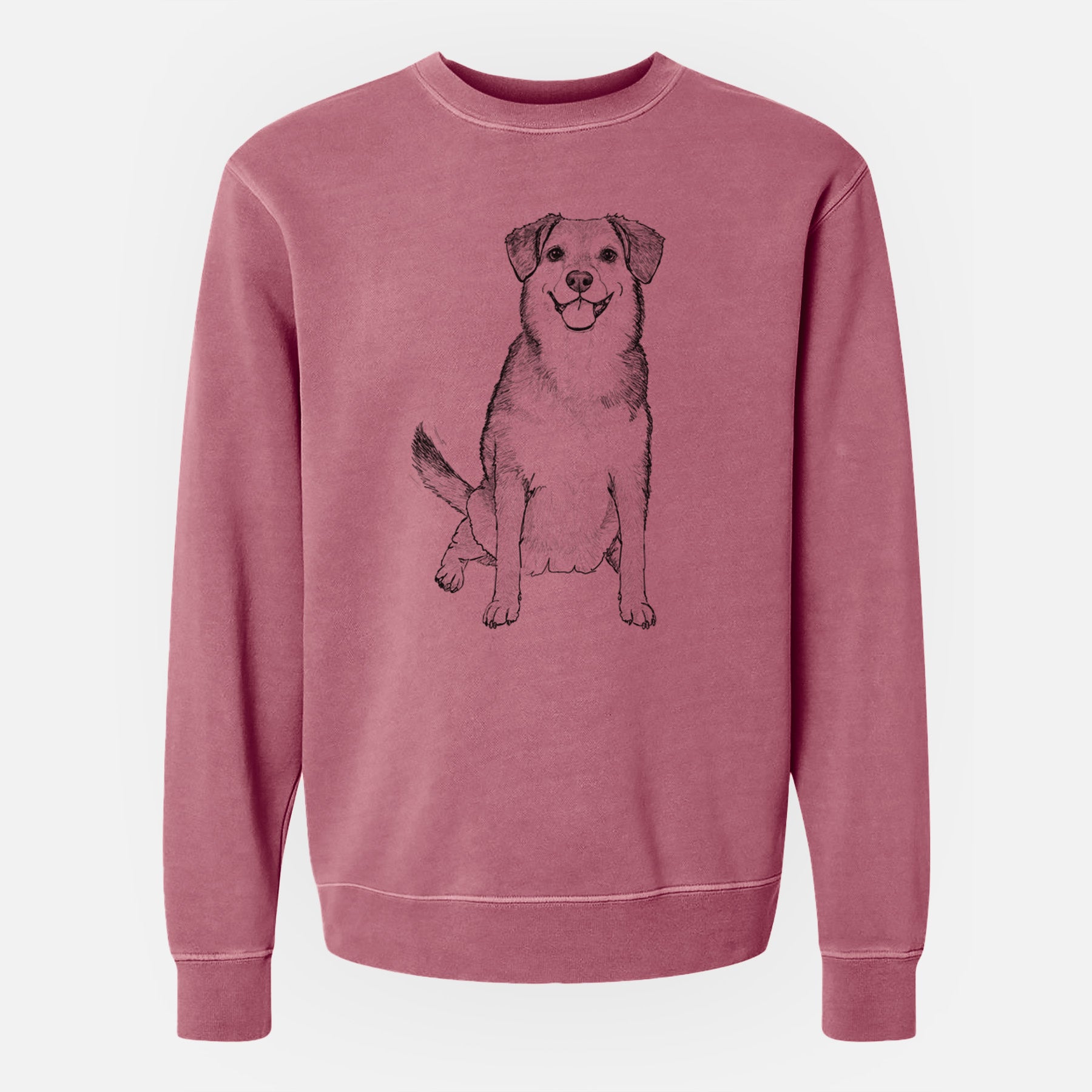 Doodled Riesling the Beagle Bulldog Mix - Unisex Pigment Dyed Crew Sweatshirt