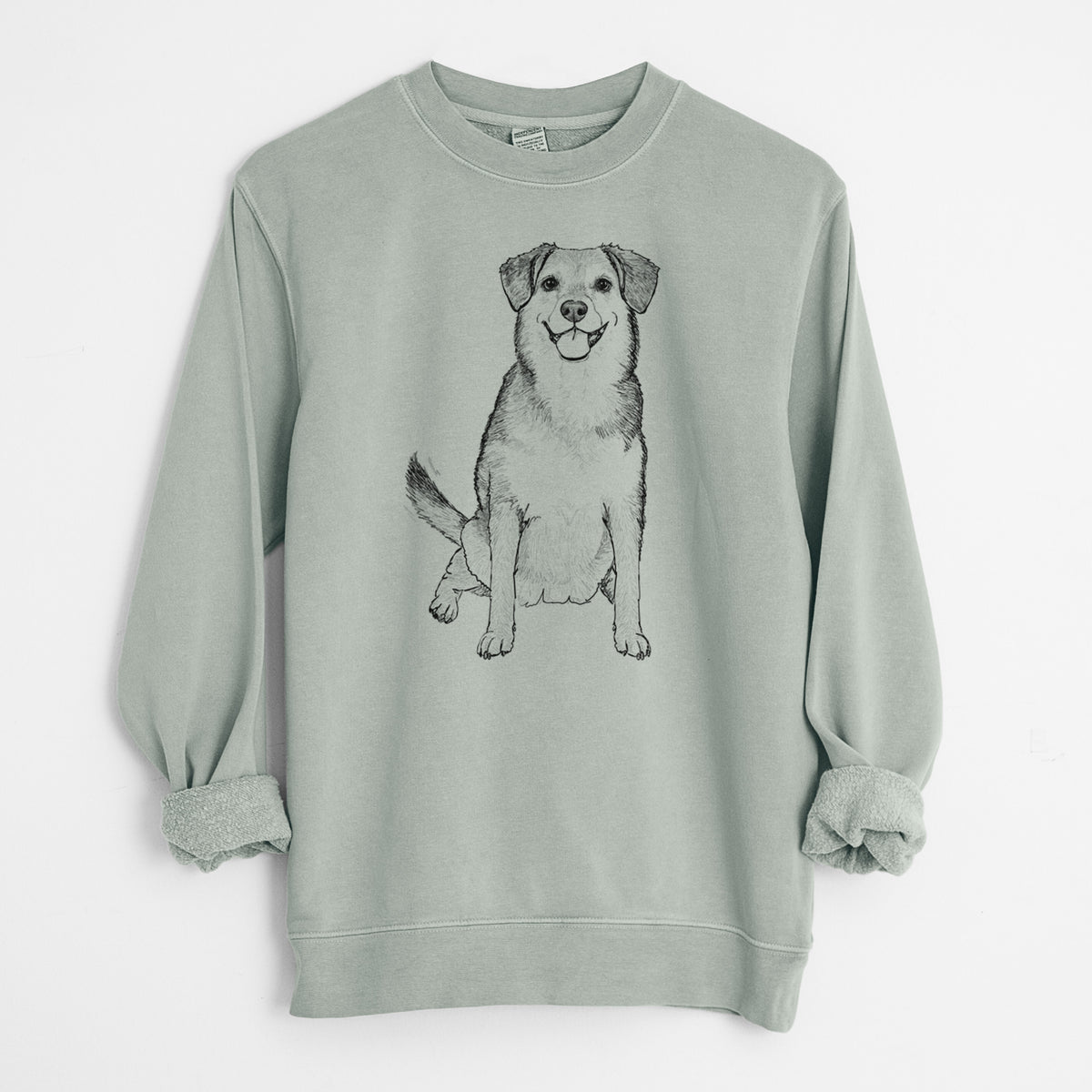Doodled Riesling the Beagle Bulldog Mix - Unisex Pigment Dyed Crew Sweatshirt