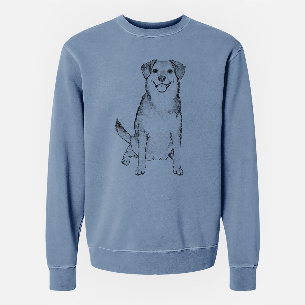 Doodled Riesling the Beagle Bulldog Mix - Unisex Pigment Dyed Crew Sweatshirt