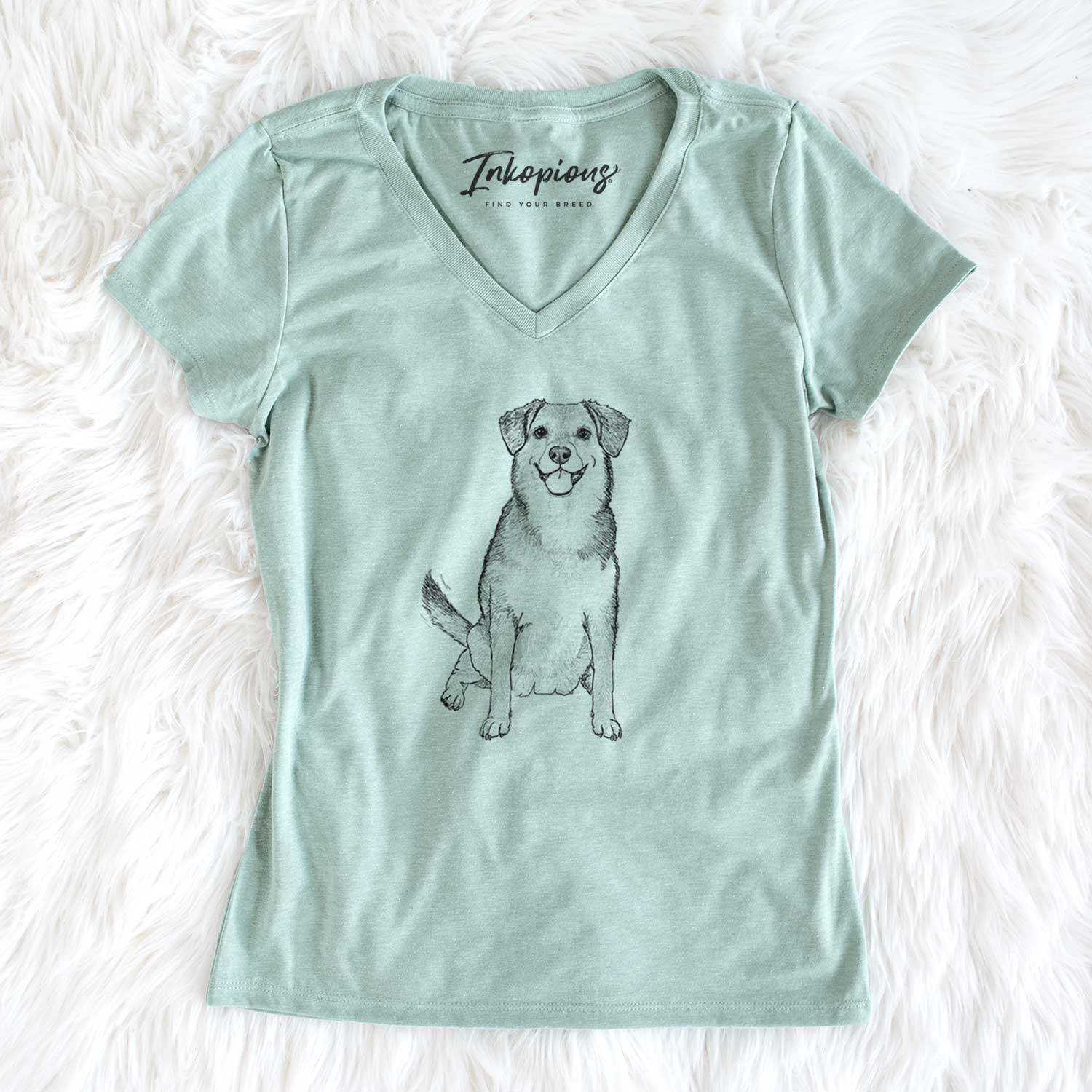 Doodled Riesling the Beagle Bulldog Mix - Women's V-neck Shirt