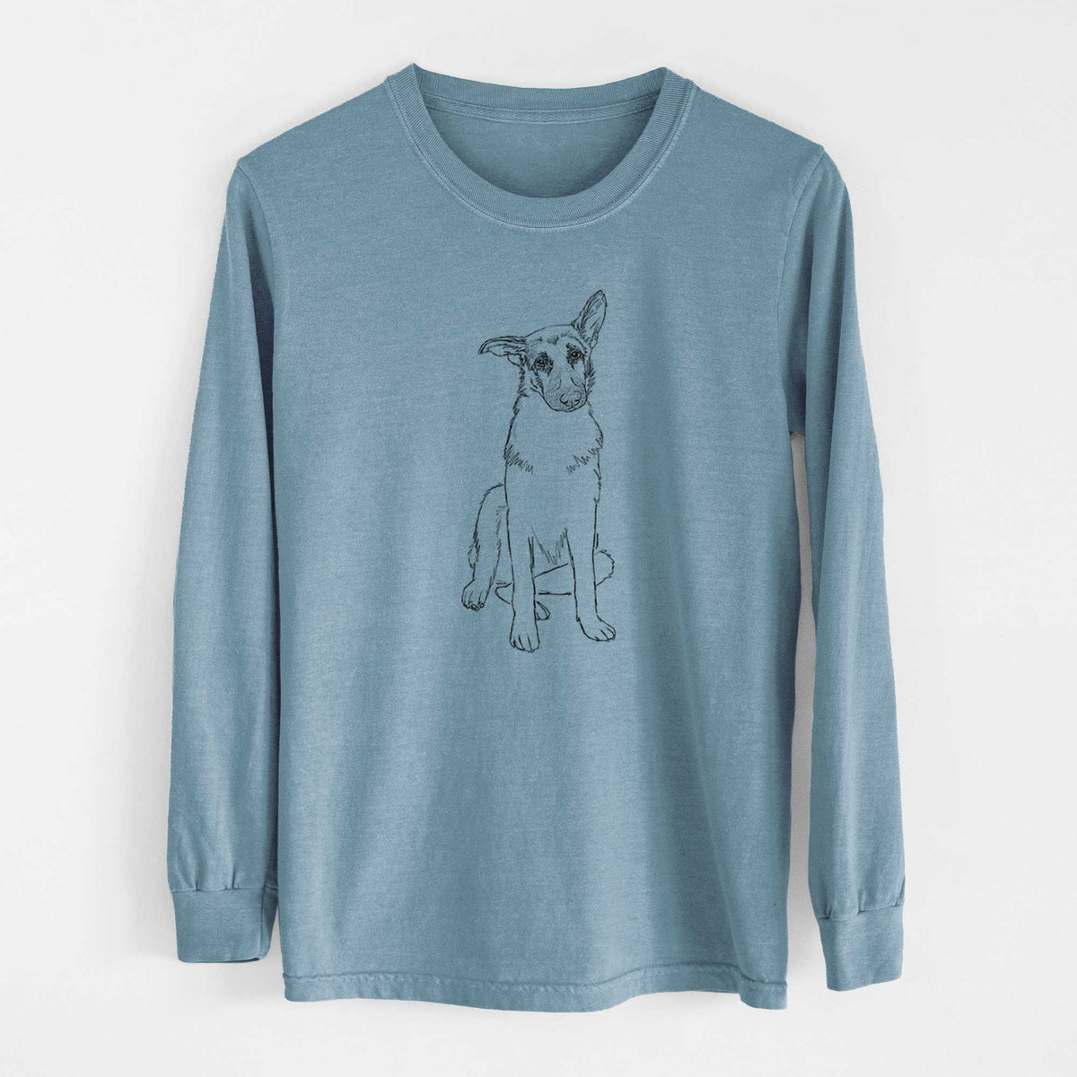 Doodled Riley the German Shepherd - Heavyweight 100% Cotton Long Sleeve