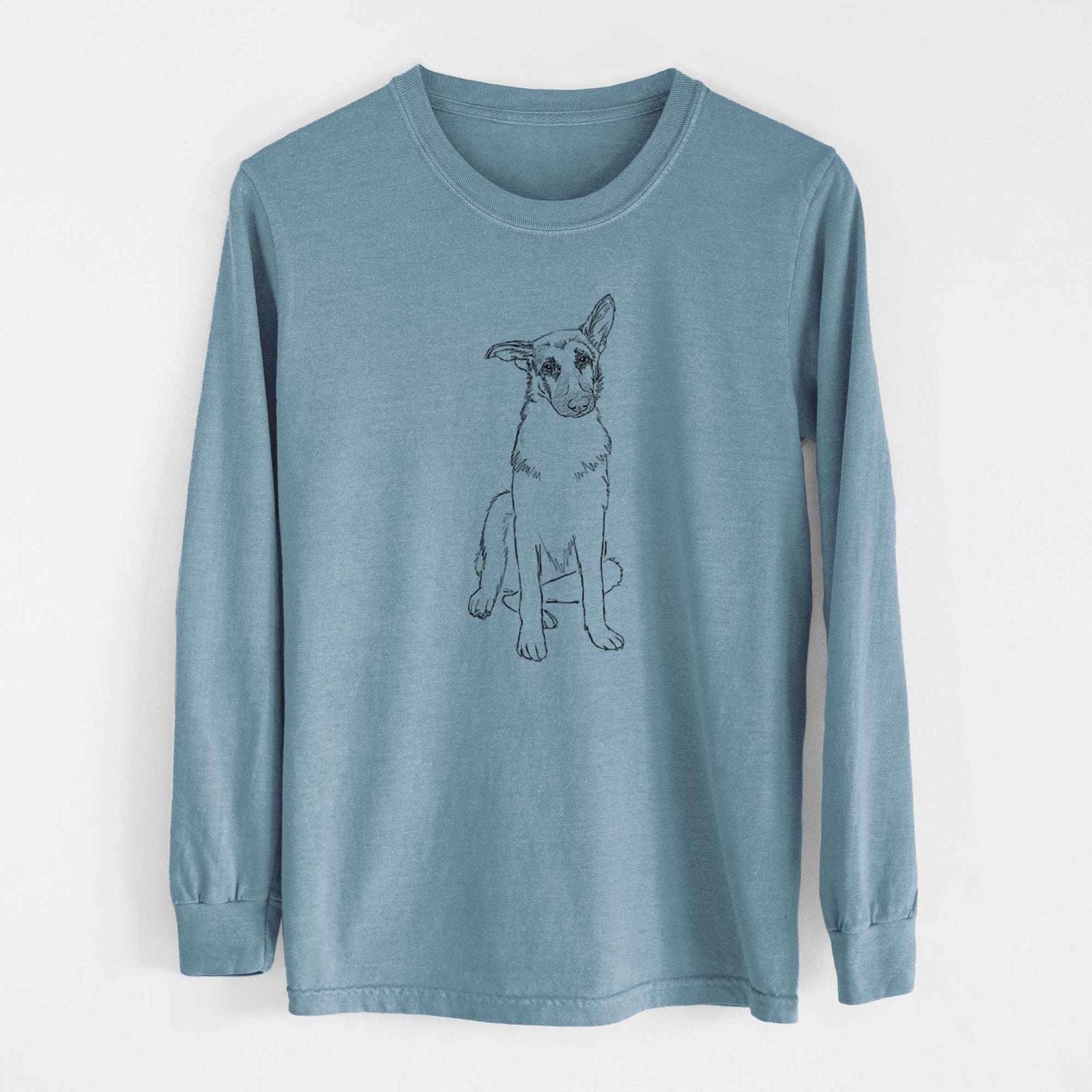 Doodled Riley the German Shepherd - Heavyweight 100% Cotton Long Sleeve