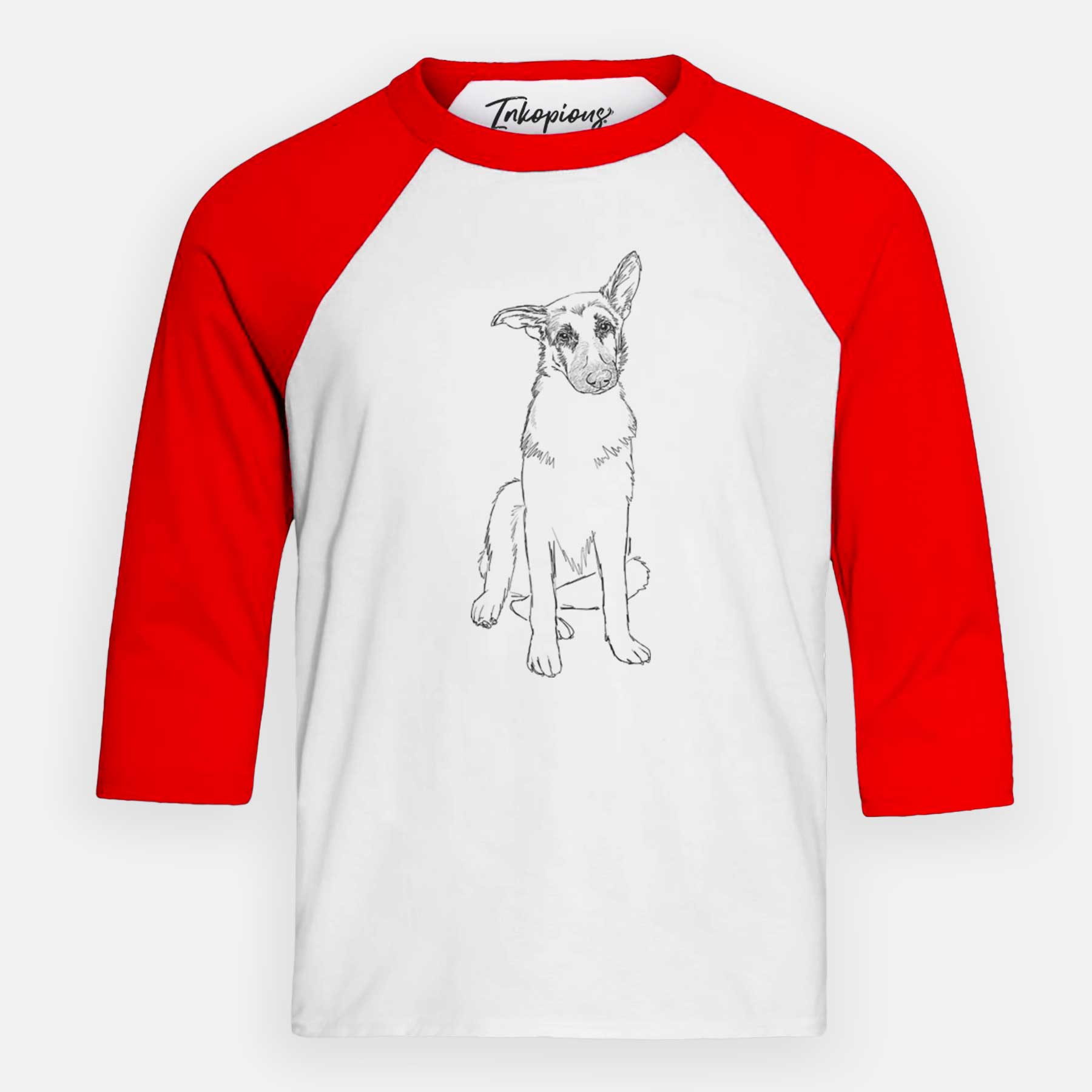 Doodled Riley the German Shepherd - Youth 3/4 Long Sleeve