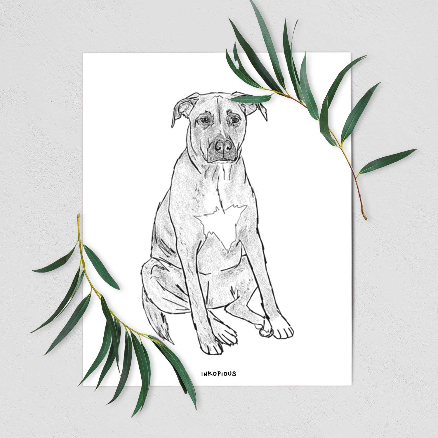 Doodled Riley the Mixed Breed Art Print