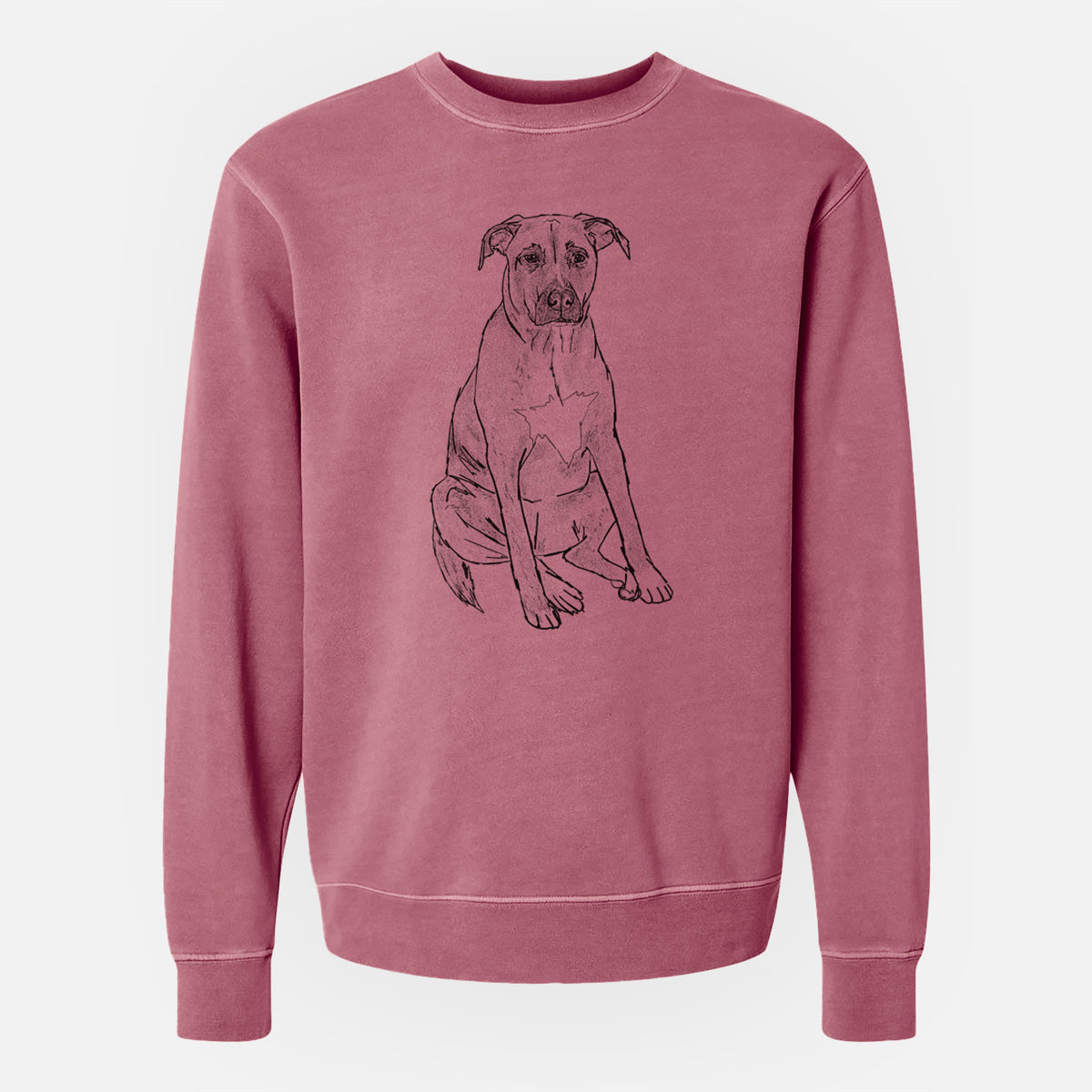 Doodled Riley the Mixed Breed - Unisex Pigment Dyed Crew Sweatshirt