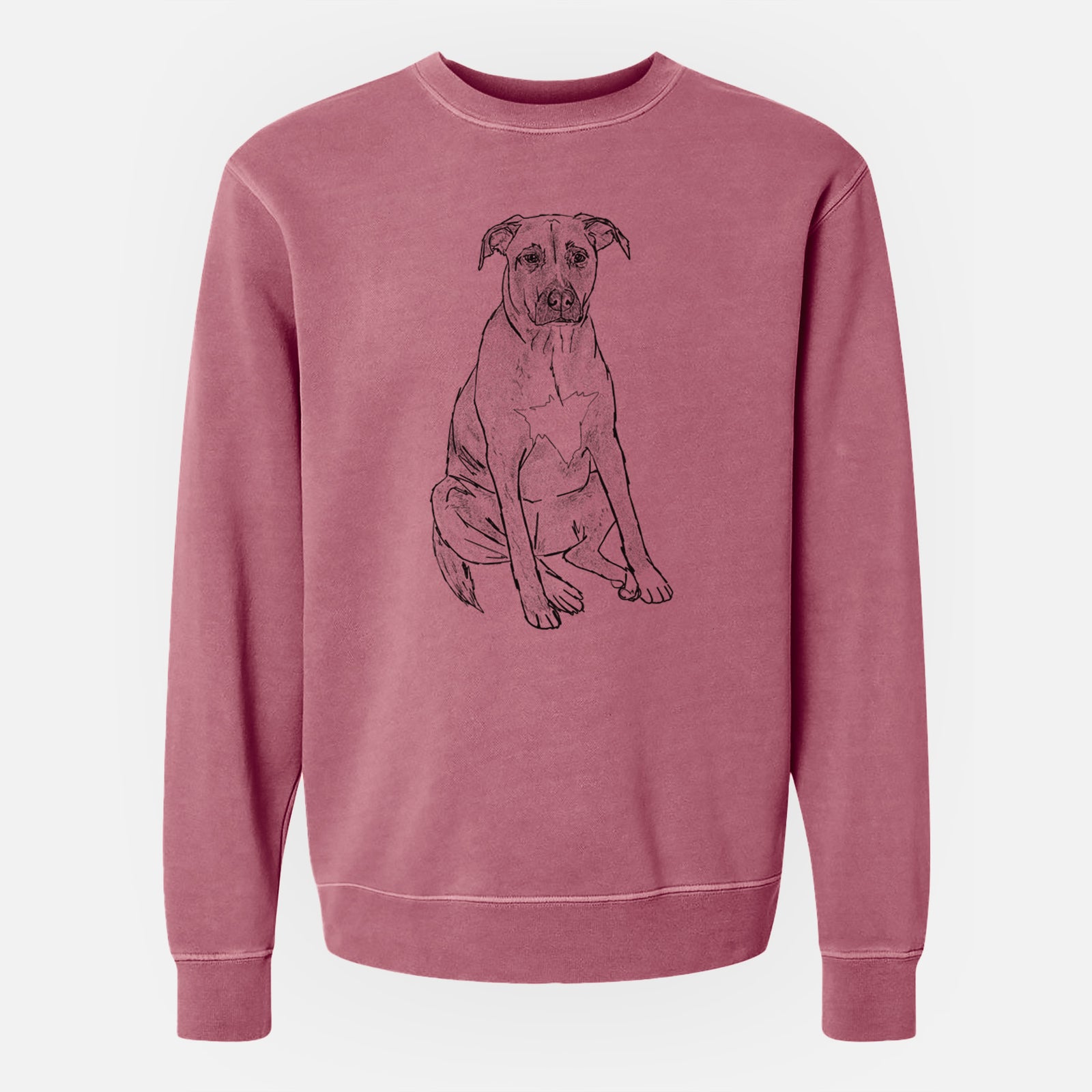 Doodled Riley the Mixed Breed - Unisex Pigment Dyed Crew Sweatshirt